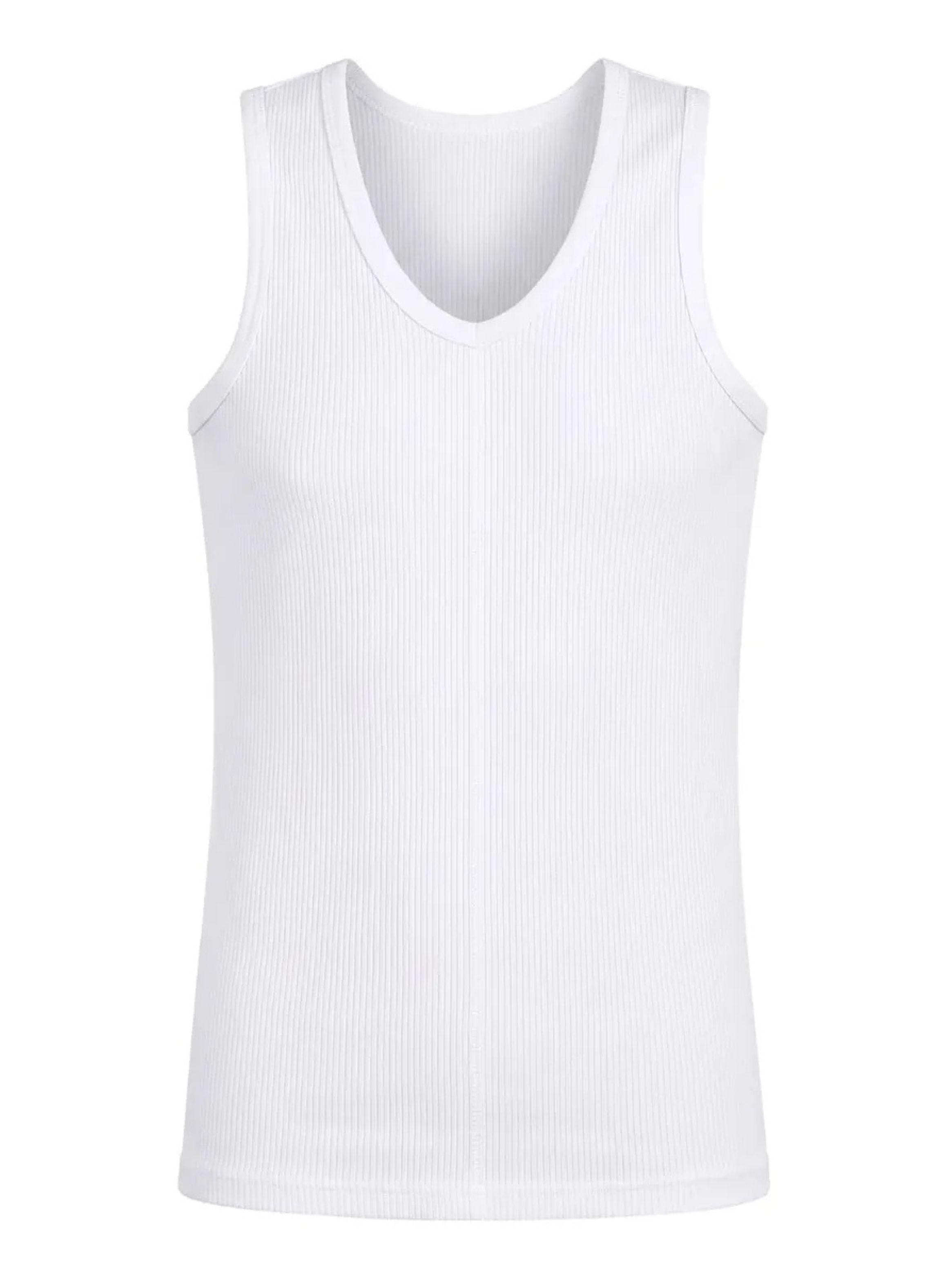 Camiseta Sin Manga Algodón, Negra, Gris Blanco. Adulto 045-5