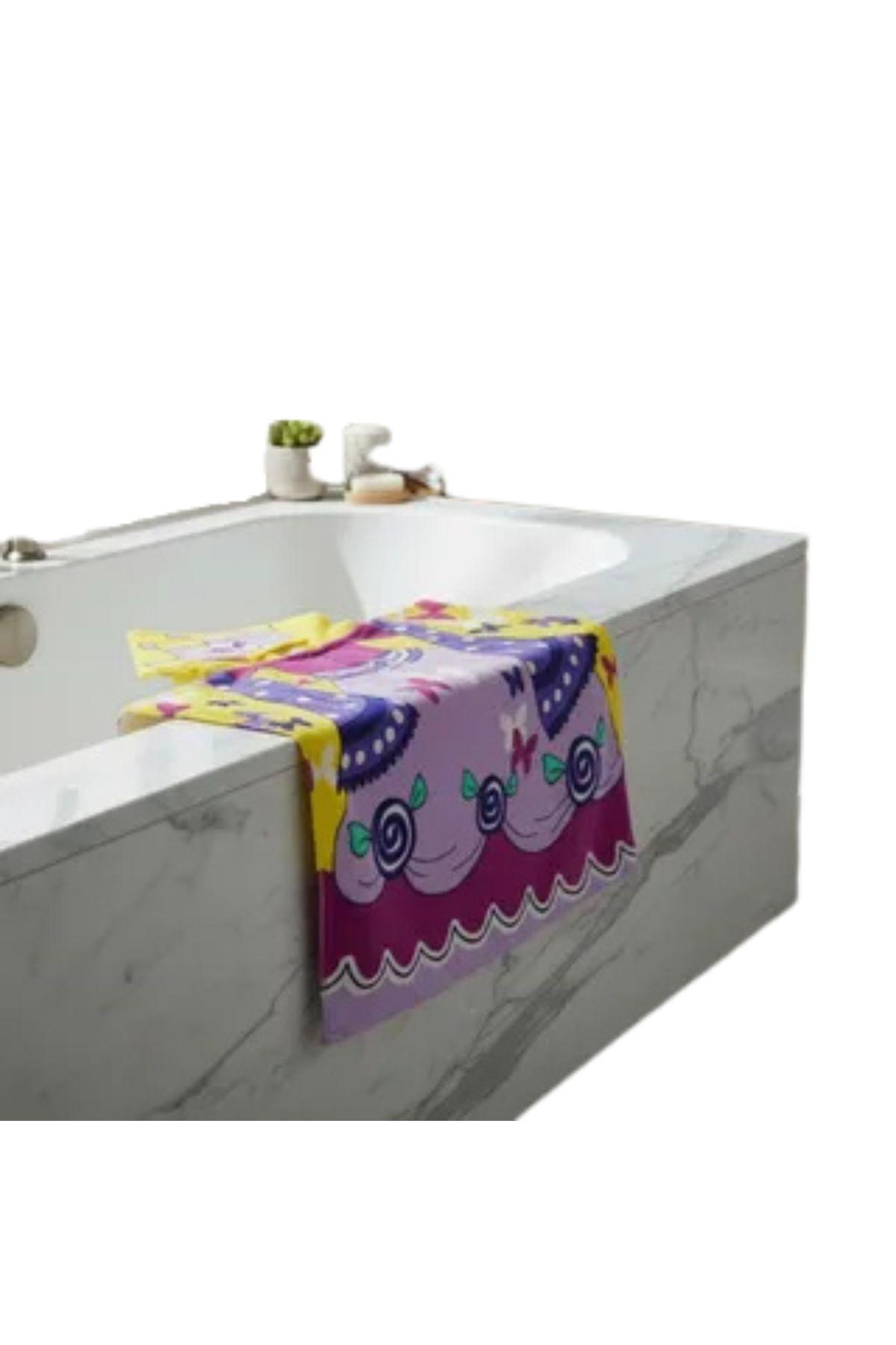 Toalla Playa Piscina Niño, Niña Capucha Diseños Princesa Lila-2