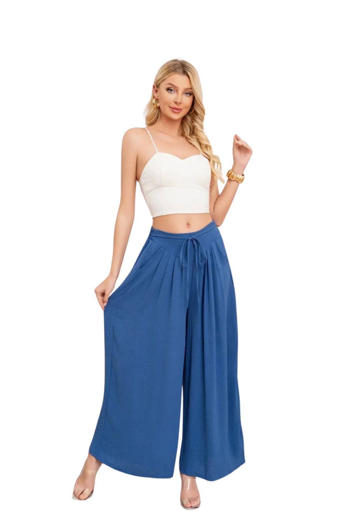 Pantalón Tipo Lino Mujer Calce Suelto Verano Primavera 3001-0