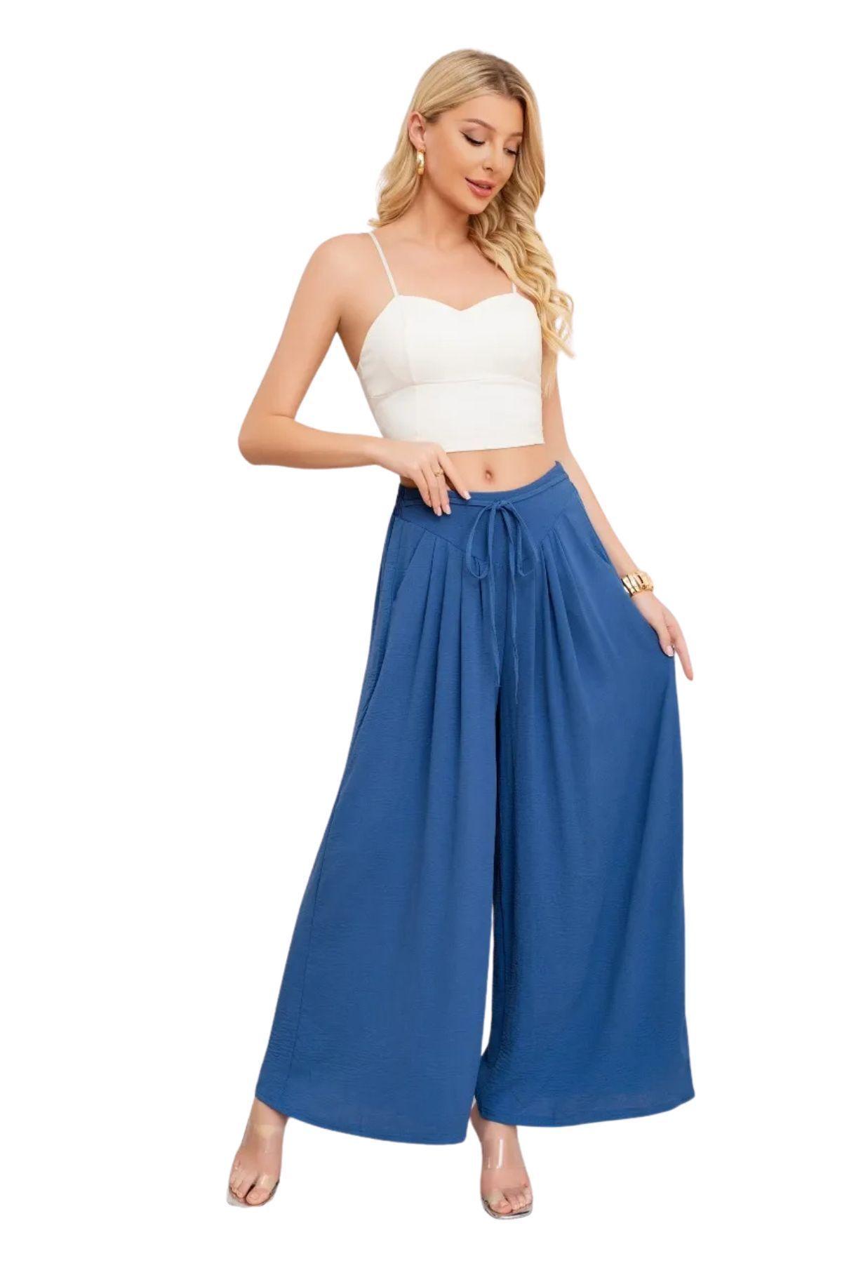 Pantalón Tipo Lino Mujer Calce Suelto Verano Primavera 3001-1