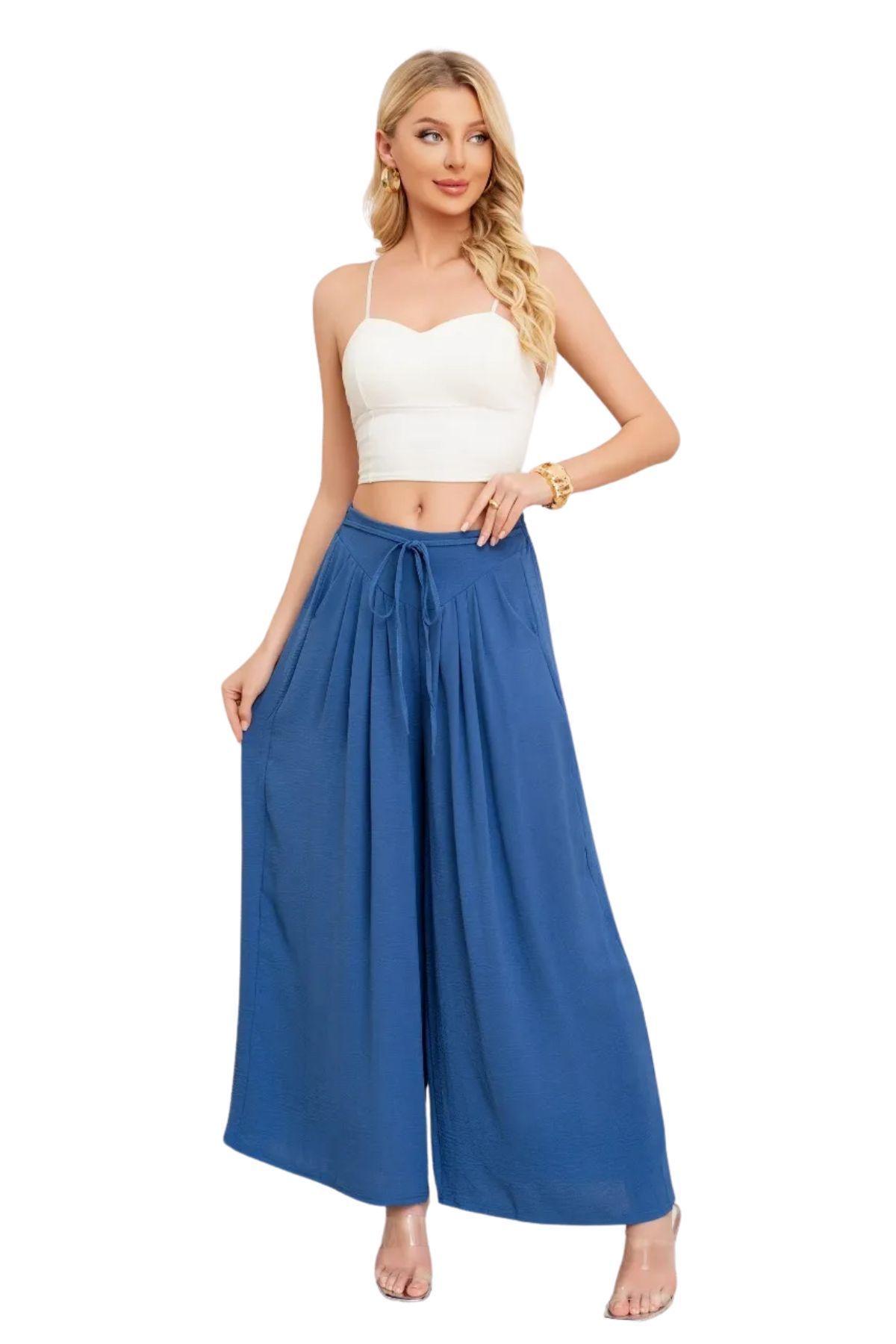 Pantalón Tipo Lino Mujer Calce Suelto Verano Primavera 3001-2