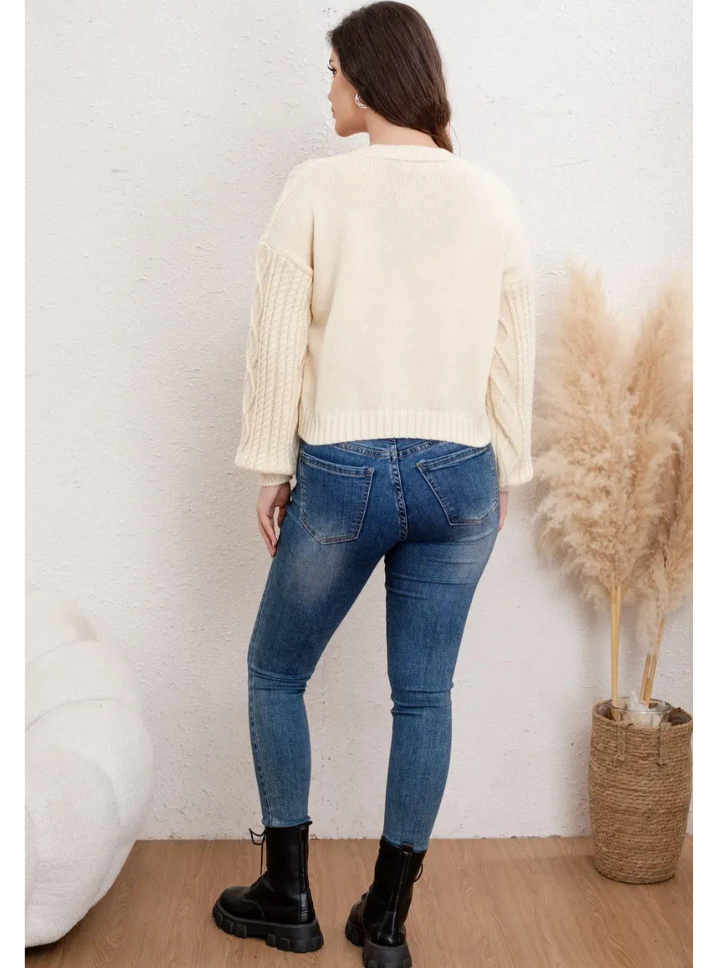 Sweater Mujer Manga Globo Acanalado Colores Variedades 7027-4