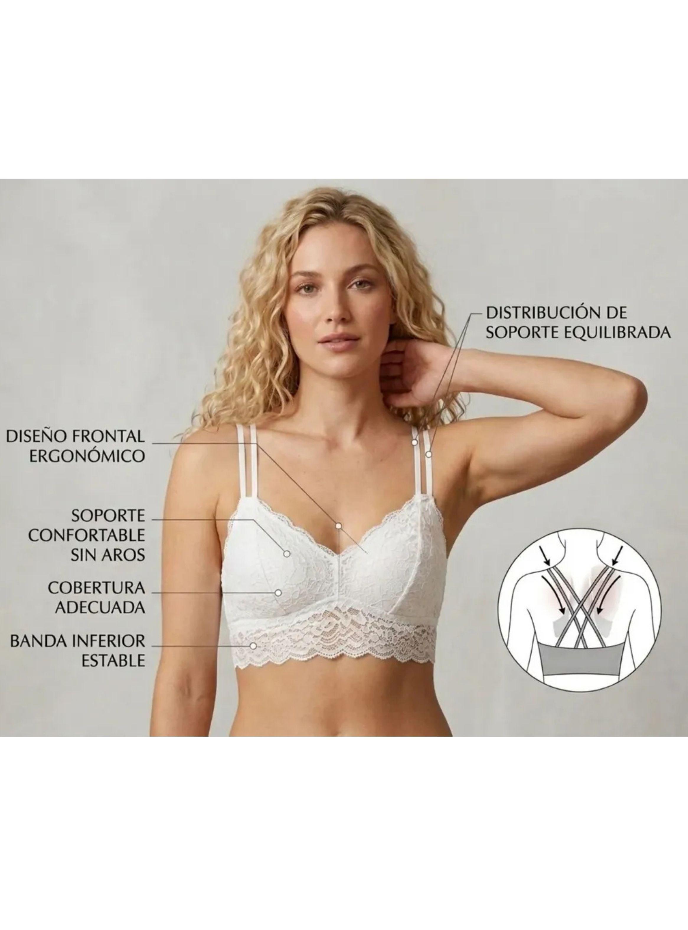 Pack 3 Bralette Top Mujer Sostén Peto Sujetador Encaje Sexy 605-3