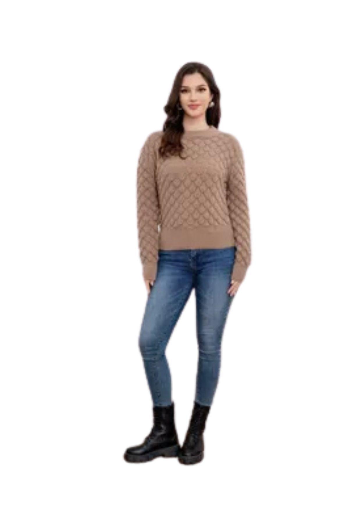 Sweater Mujer Tejido Premium Cuello Redondo Lana 7021-1