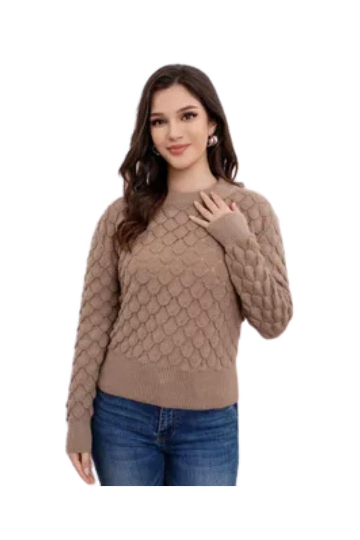 Sweater Mujer Tejido Premium Cuello Redondo Lana 7021-2