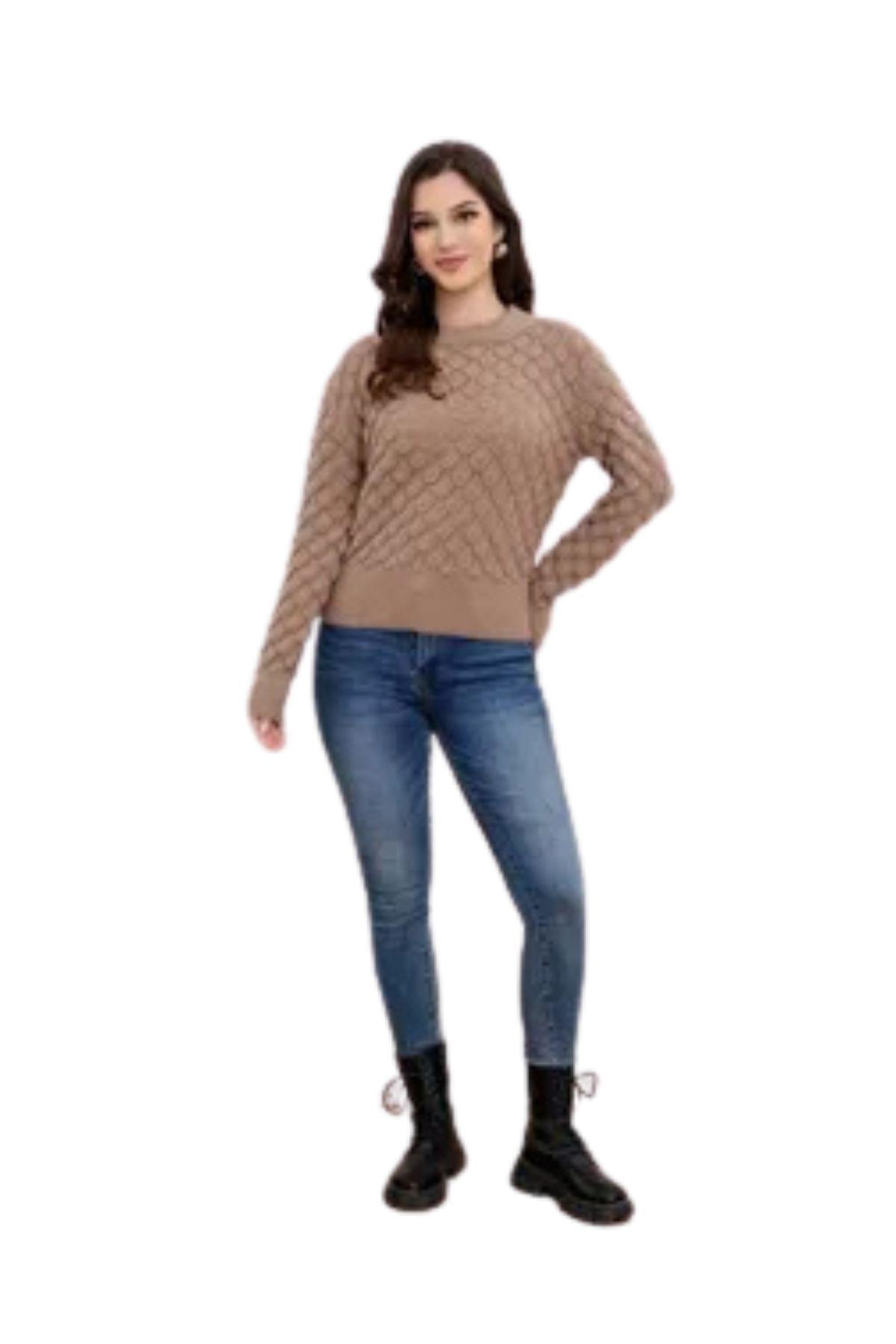 Sweater Mujer Tejido Premium Cuello Redondo Lana 7021-3