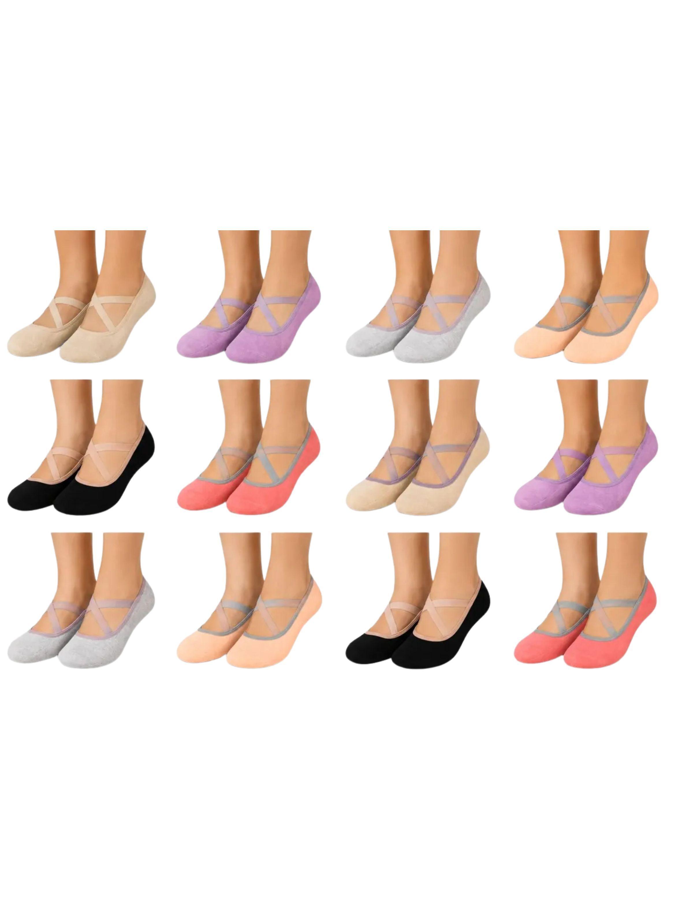 Pack 12 Calcetines Ballerina Mujer Antideslizantes Yoga Gym 130Y-0