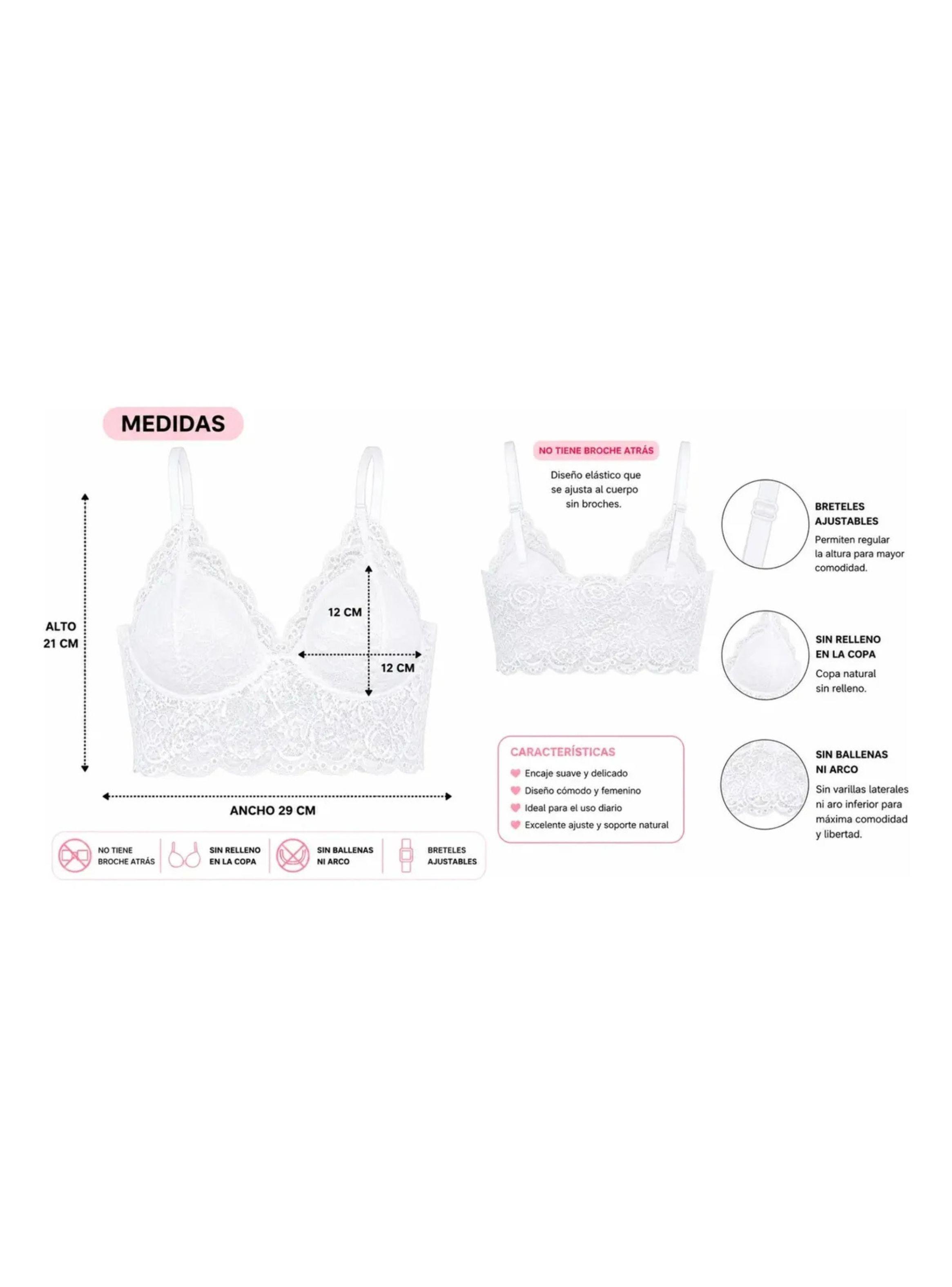 Bralet. Top Elasticado Mujer. Sostén Peto Sujetador Encaje 168-6