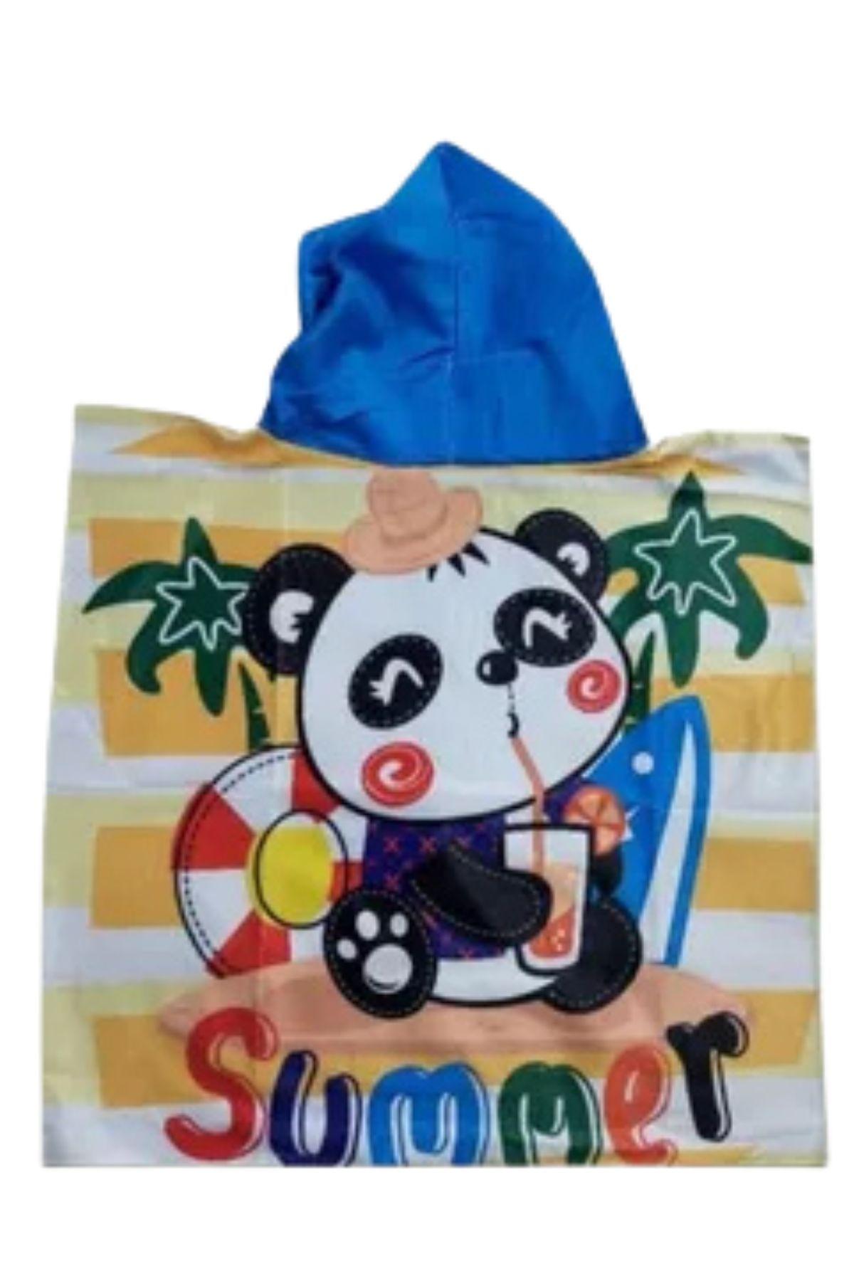 Toalla Playa Piscina Niño, Niña Capucha Diseños Panda Amarillo-4