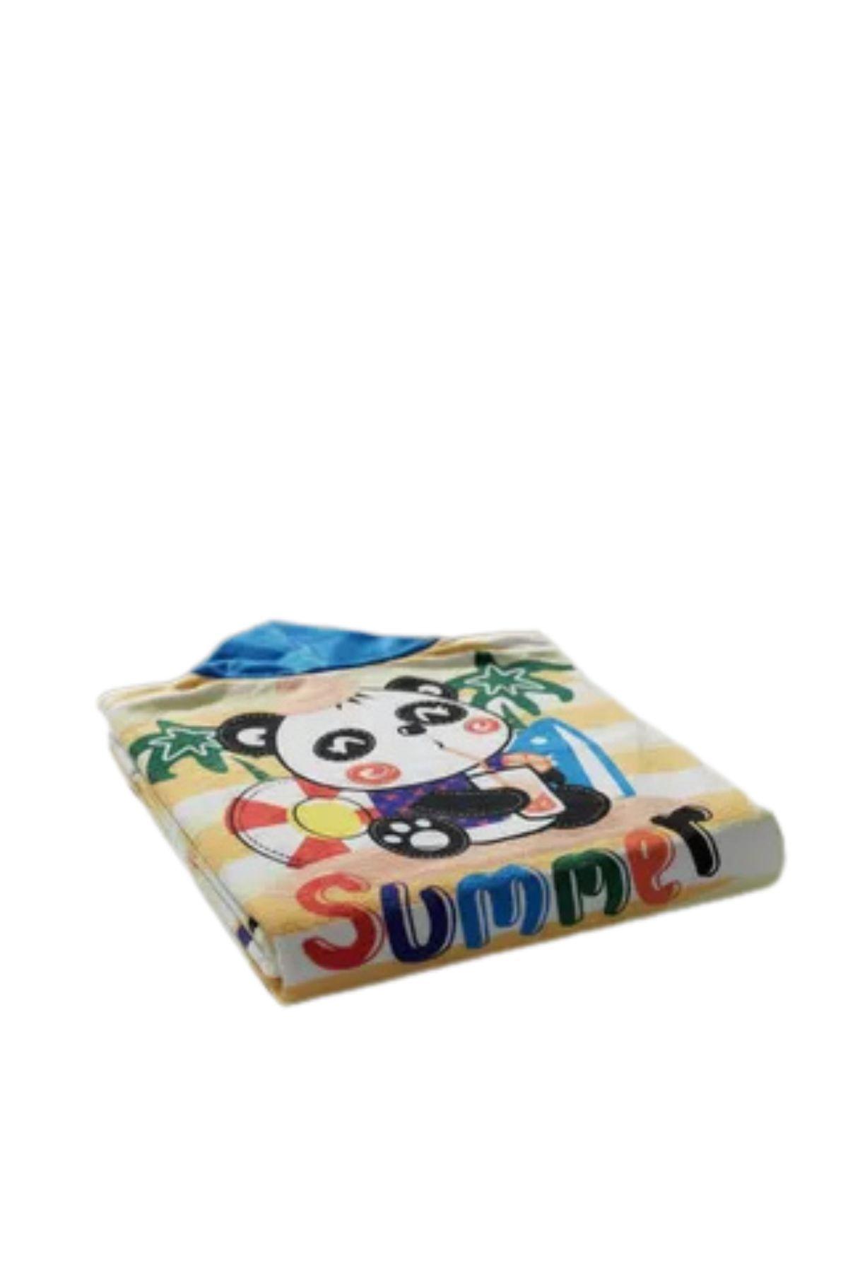Toalla Playa Piscina Niño, Niña Capucha Diseños Panda Amarillo-2