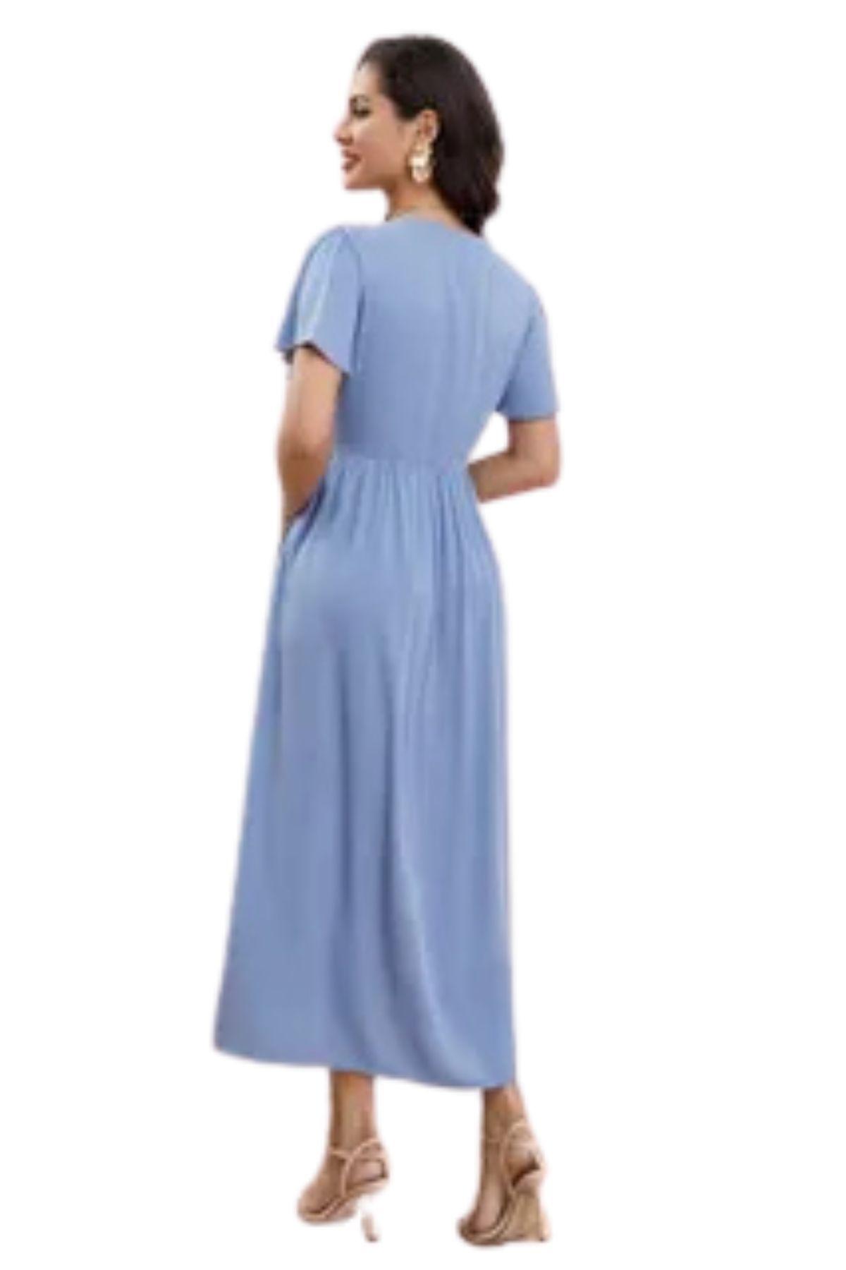 Vestido Largo Mujer Algodón. Caída Liviana. Colores Lisos 3340-2