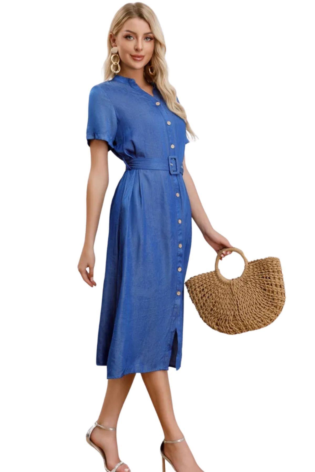 Vestido Largo Primavera Mujer Liso. Tipo Jeans 3323-1