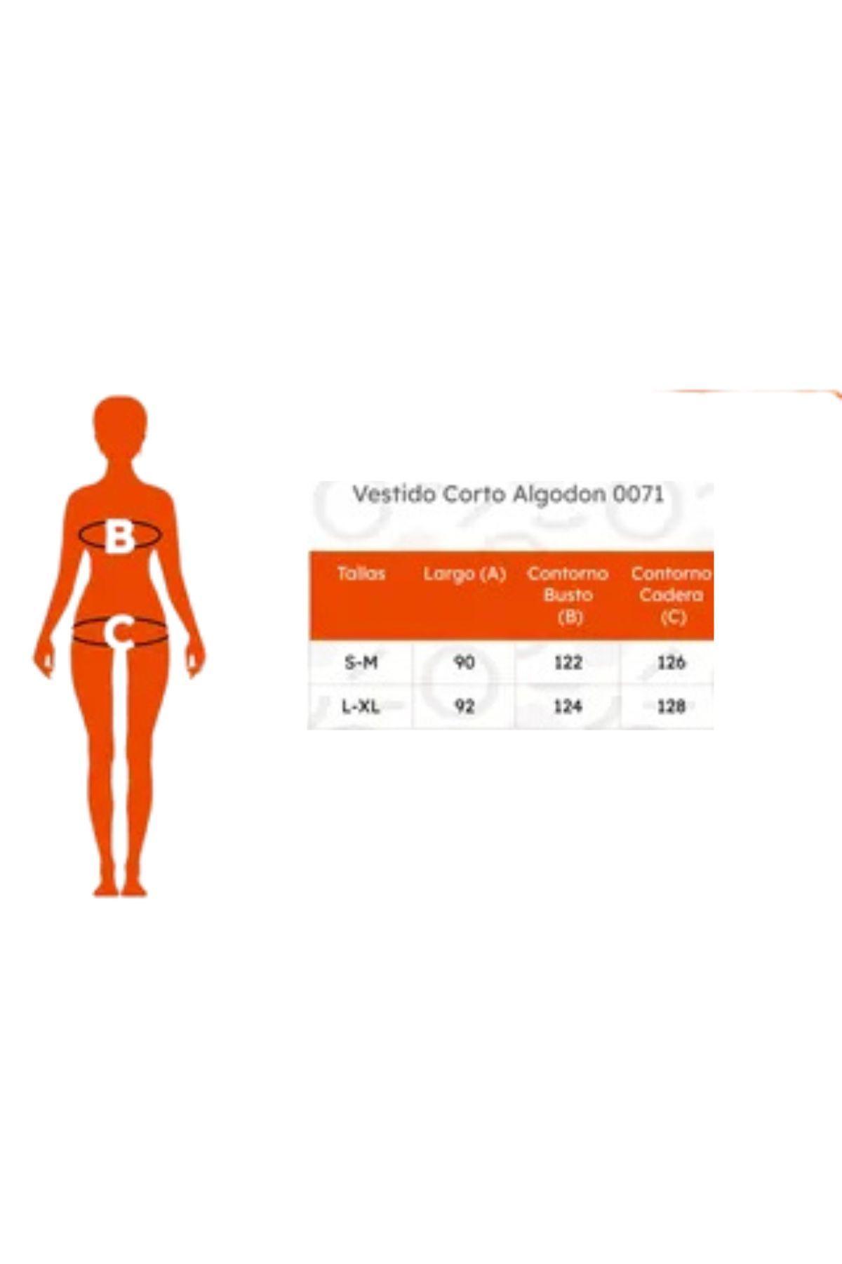 Vestido Corto Mujer Algodón. Caída Liviana. Colores Lisos 0071-5