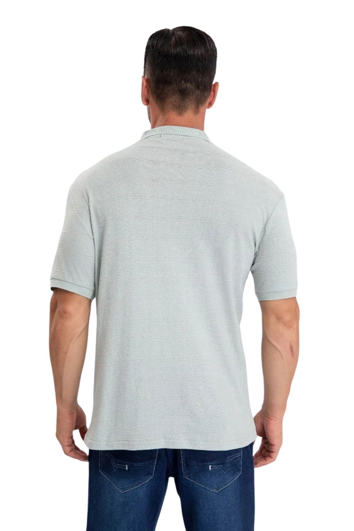 Camisa Breeze Slim Fit, Hombre Verano. Cuello V, Botones 6284-2