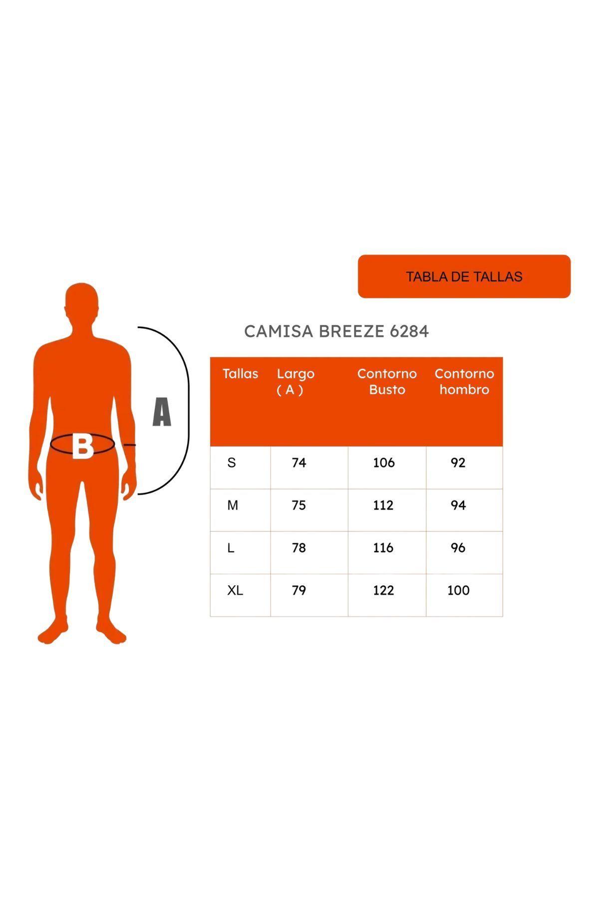 Camisa Breeze Slim Fit, Hombre Verano. Cuello V, Botones 6284-3