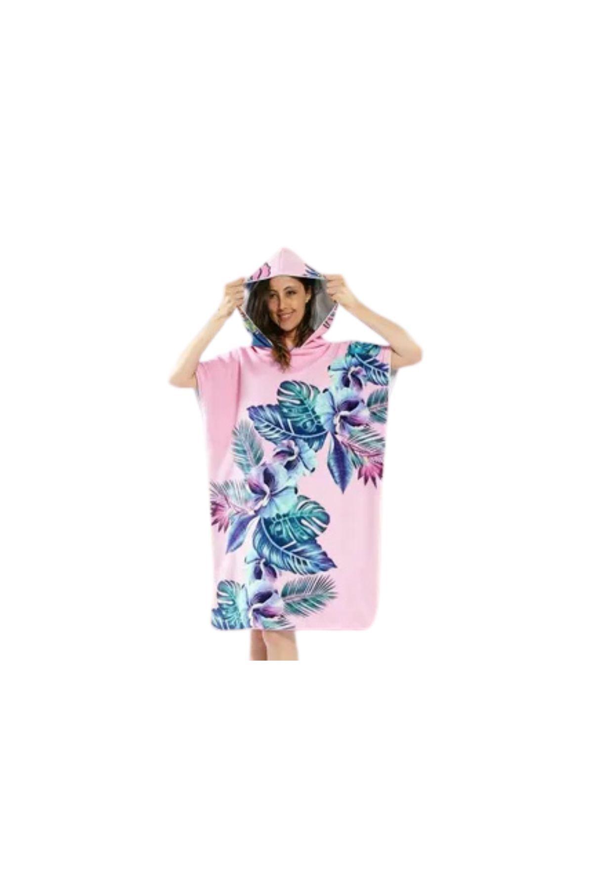 Pack 2 Toalla Mujer De Baño Con Capucha, Secado Rápido Rosa/Hoja 380 -2