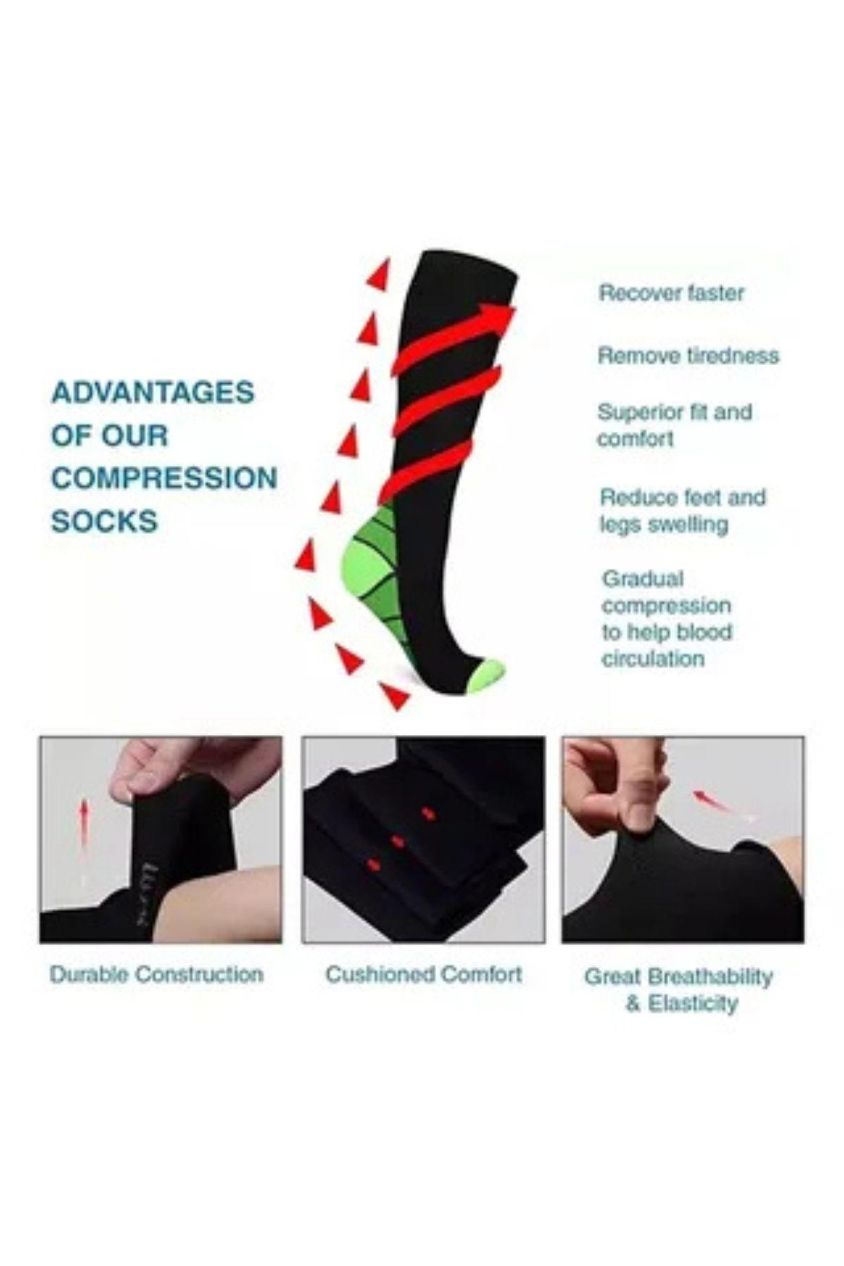 Pack 2 Pares Media Larga Compresión Varices Deportiva Diseño 5747-2