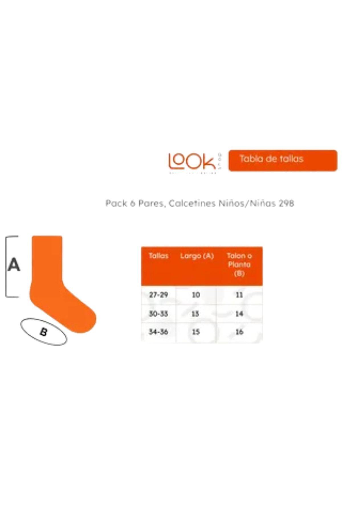 Pack 6 Pares, Calcetines Niños/Niñas Algodón, Diseños 298-7