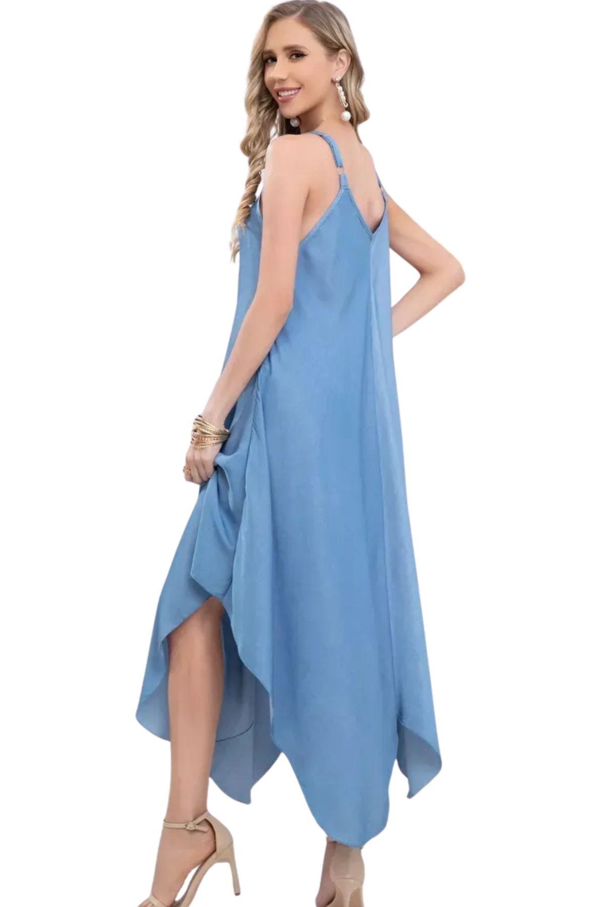 Vestido Largo Asimétrico Verano, Maxi Vestido. Premium 305-2