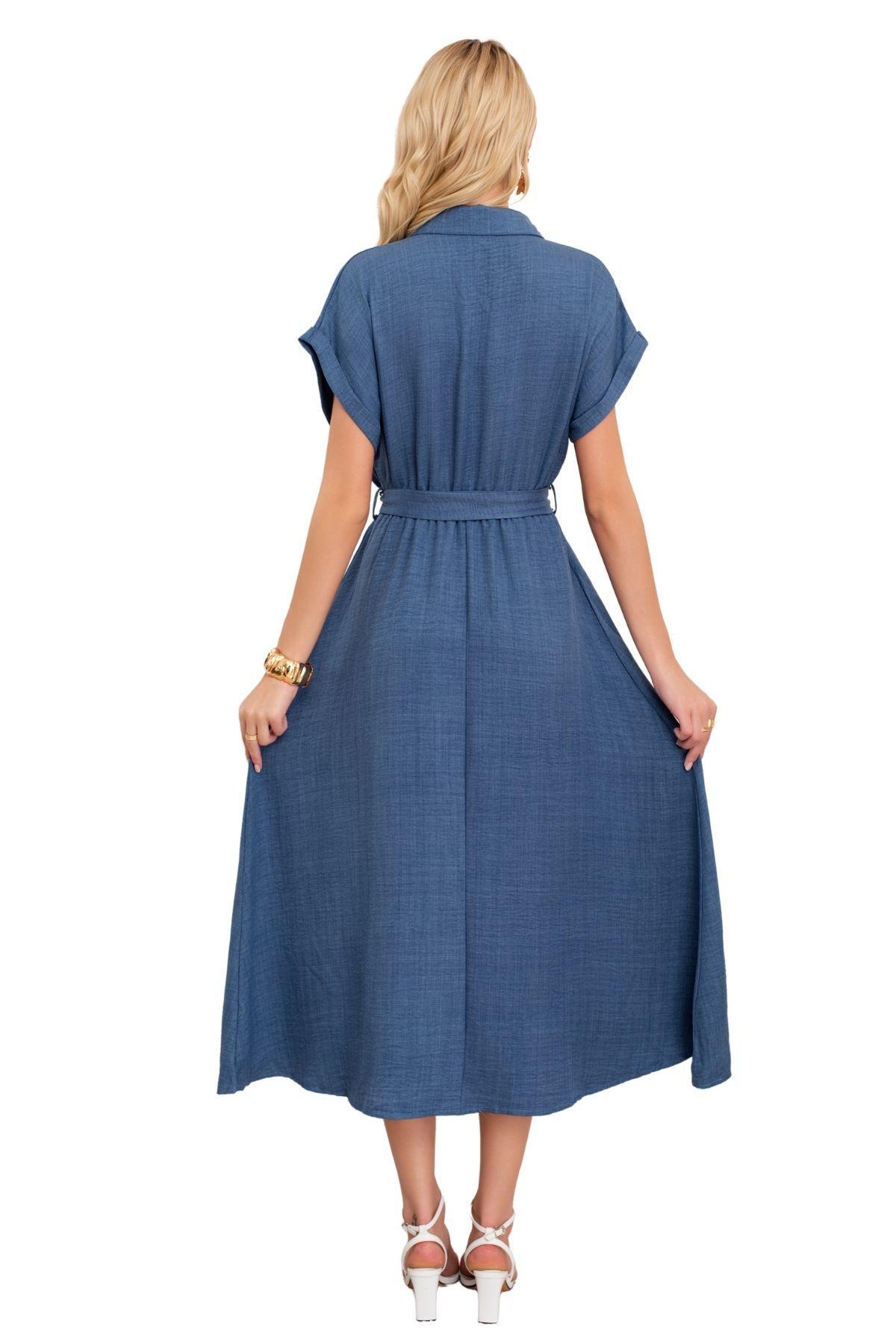 Vestido Verano Largo  Mujer. Tela Tipo Jeans Maxi Vestido  3373-2