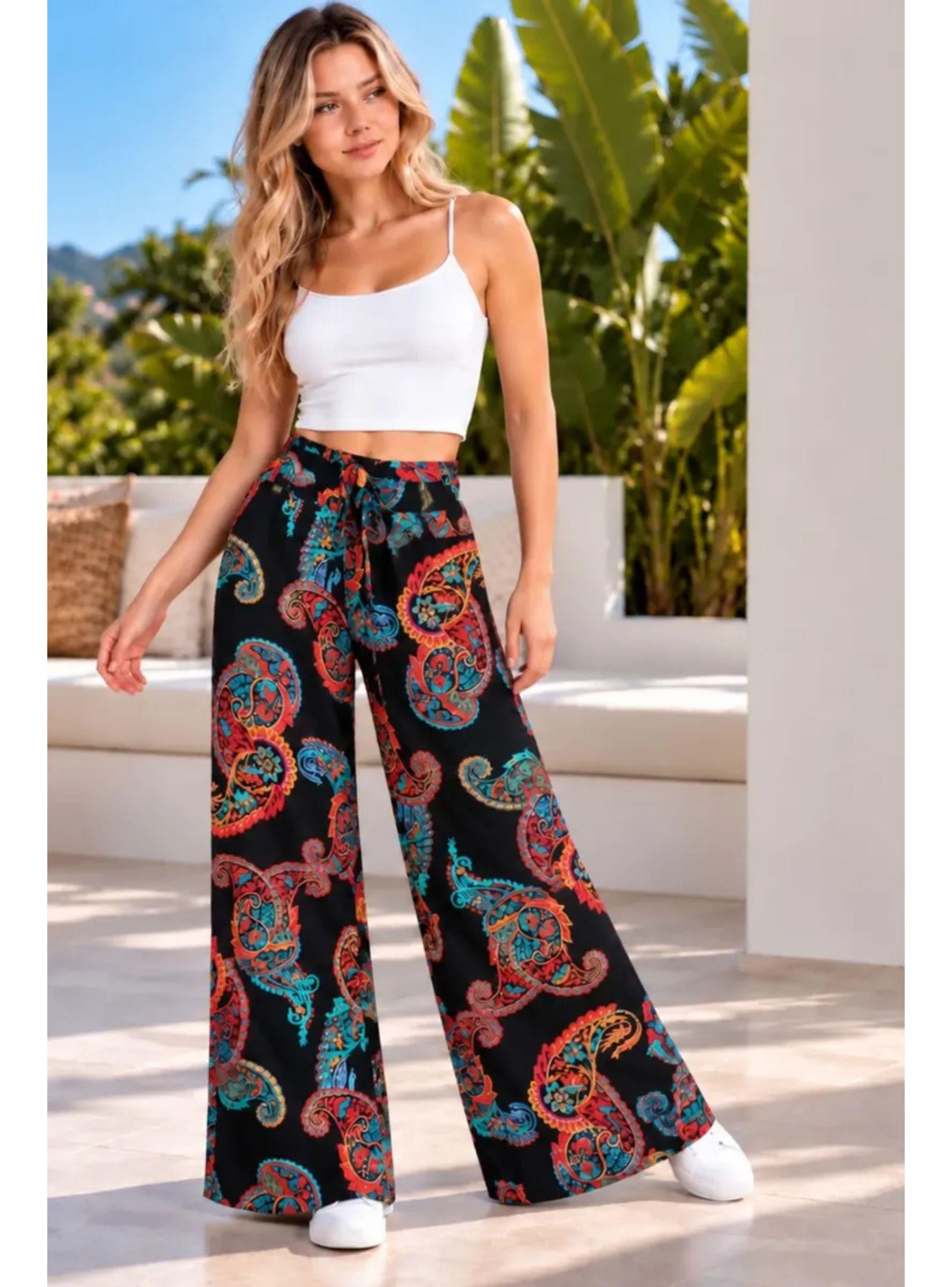 Pantalón Palazzo Mujer. Algodón Estampado. Primavera. 734-1