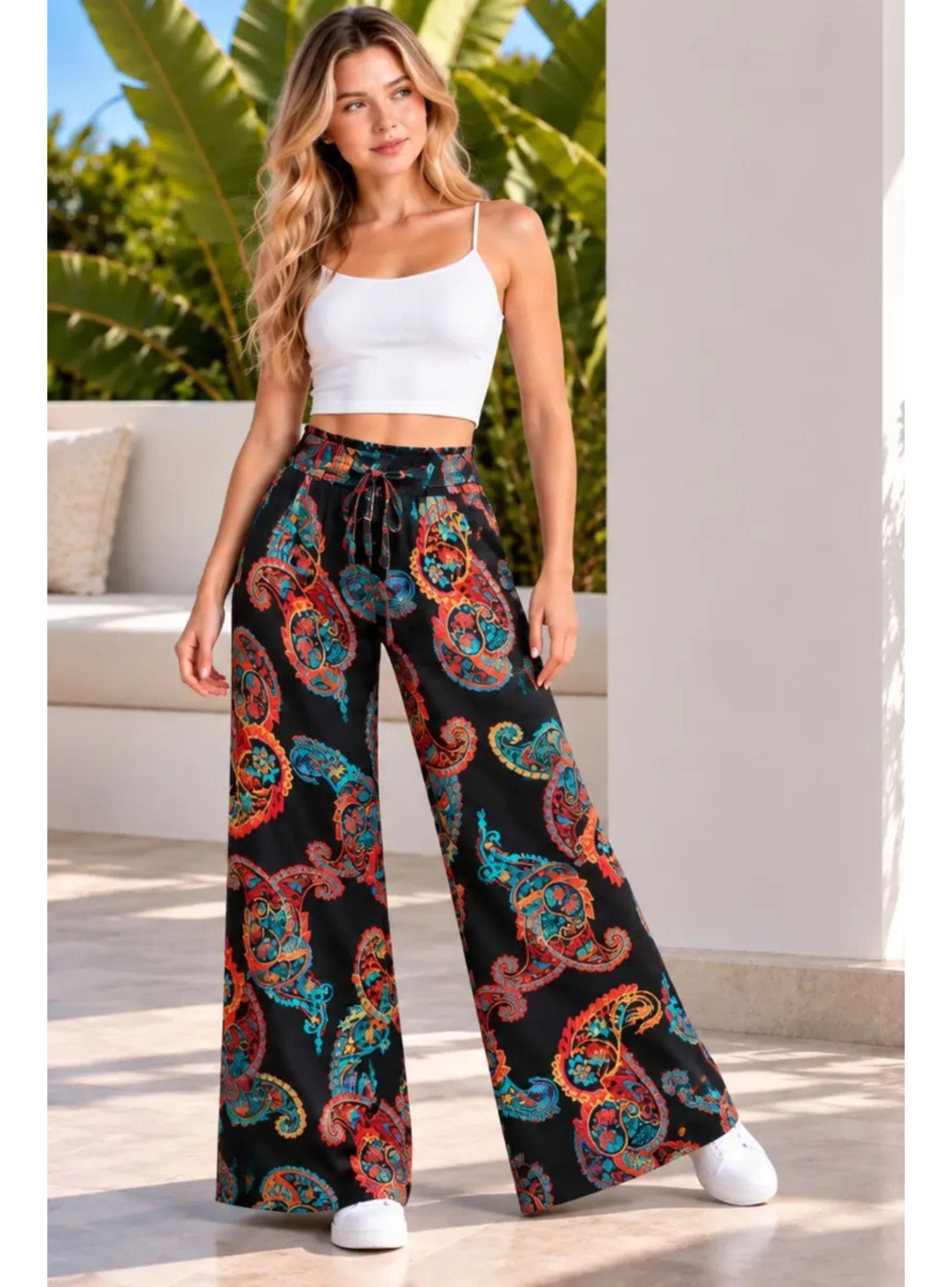 Pantalón Palazzo Mujer. Algodón Estampado. Primavera. 734-3