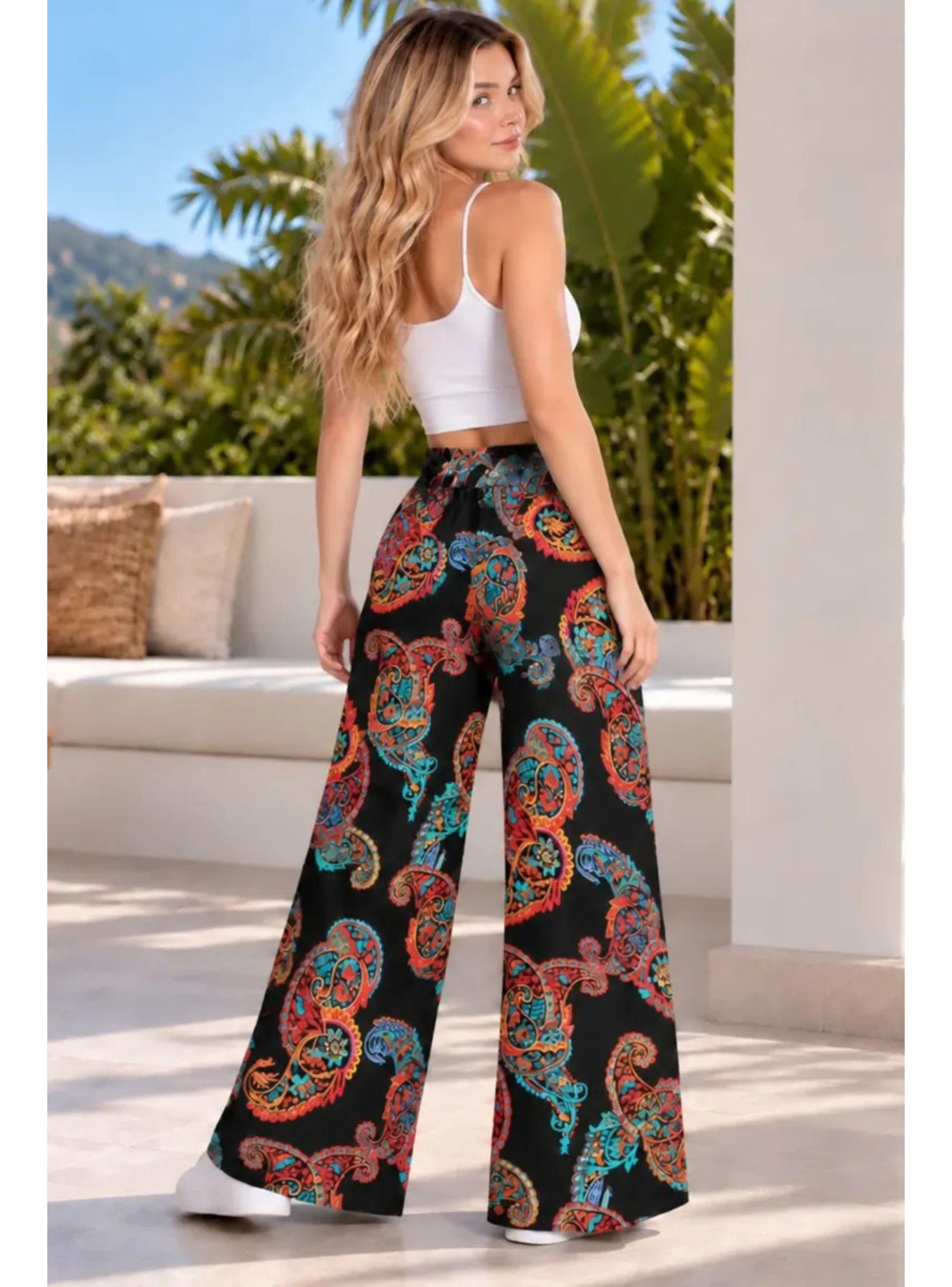 Pantalón Palazzo Mujer. Algodón Estampado. Primavera. 734-4