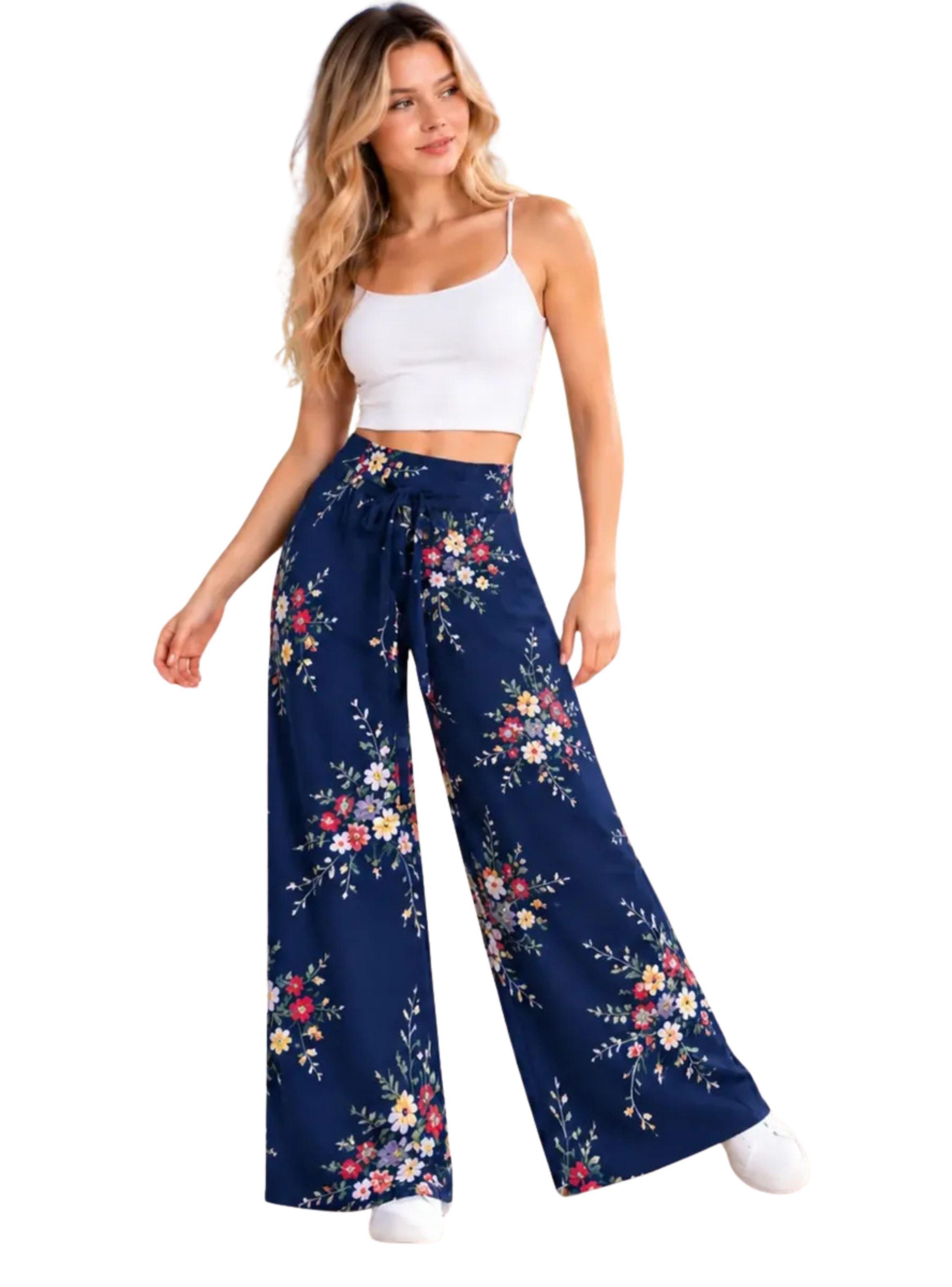 Pantalón Palazzo Mujer. Algodón Estampado. Primavera. 734-0