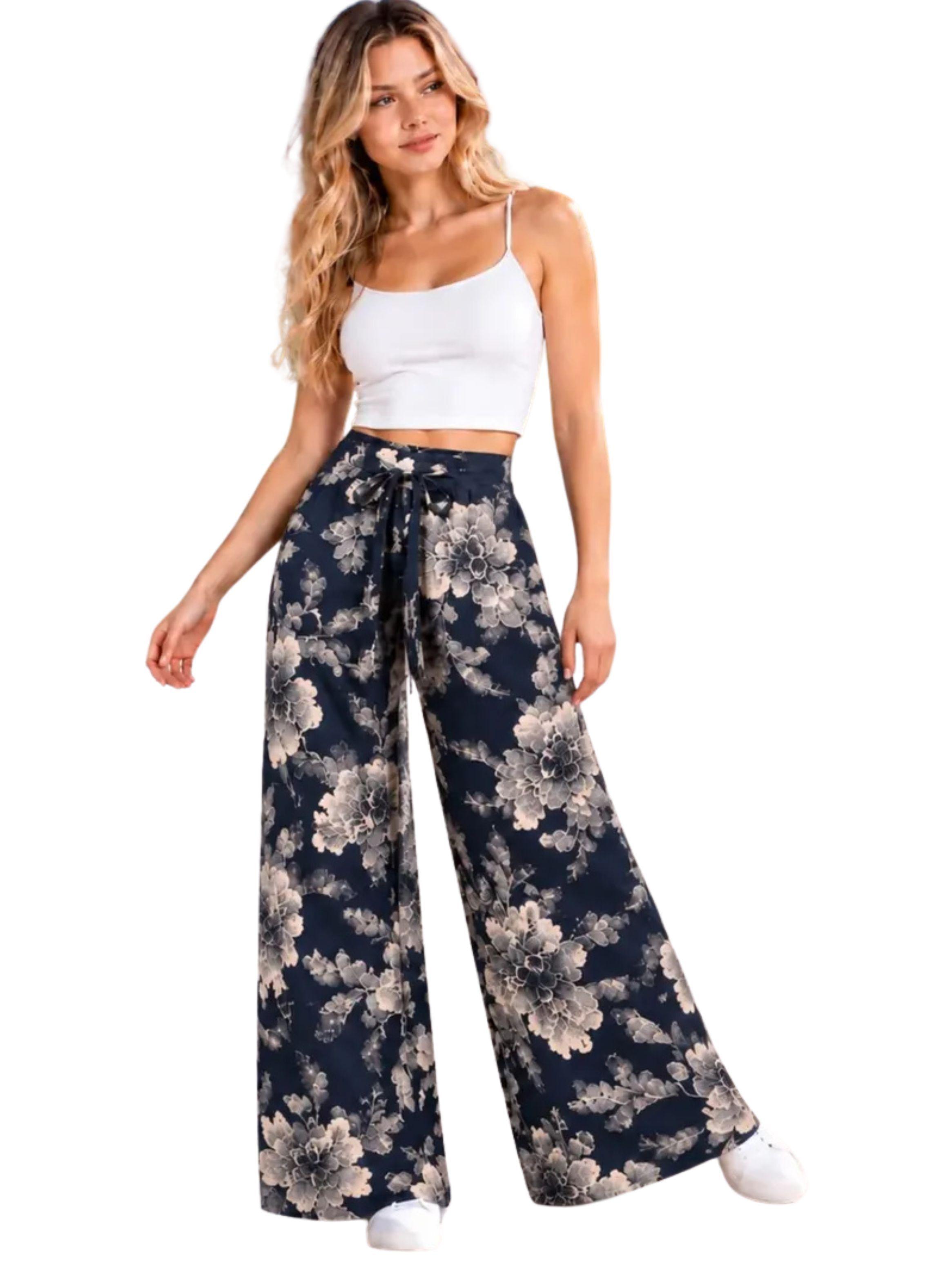 Pantalón Palazzo Mujer. Algodón Estampado. Primavera. 734-0