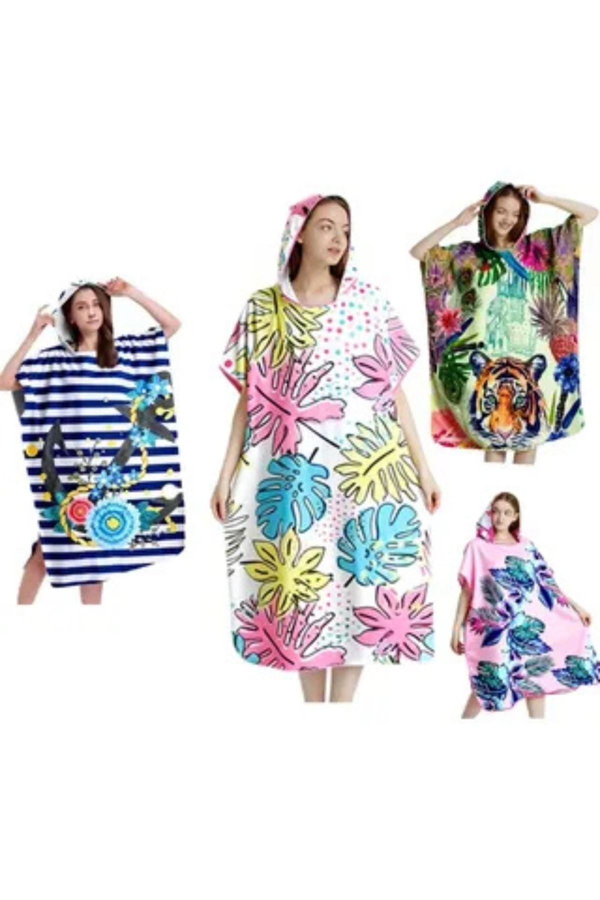 Toalla De Playa Y De Baño Con Capucha, Secado Rápido Rosado 380-4