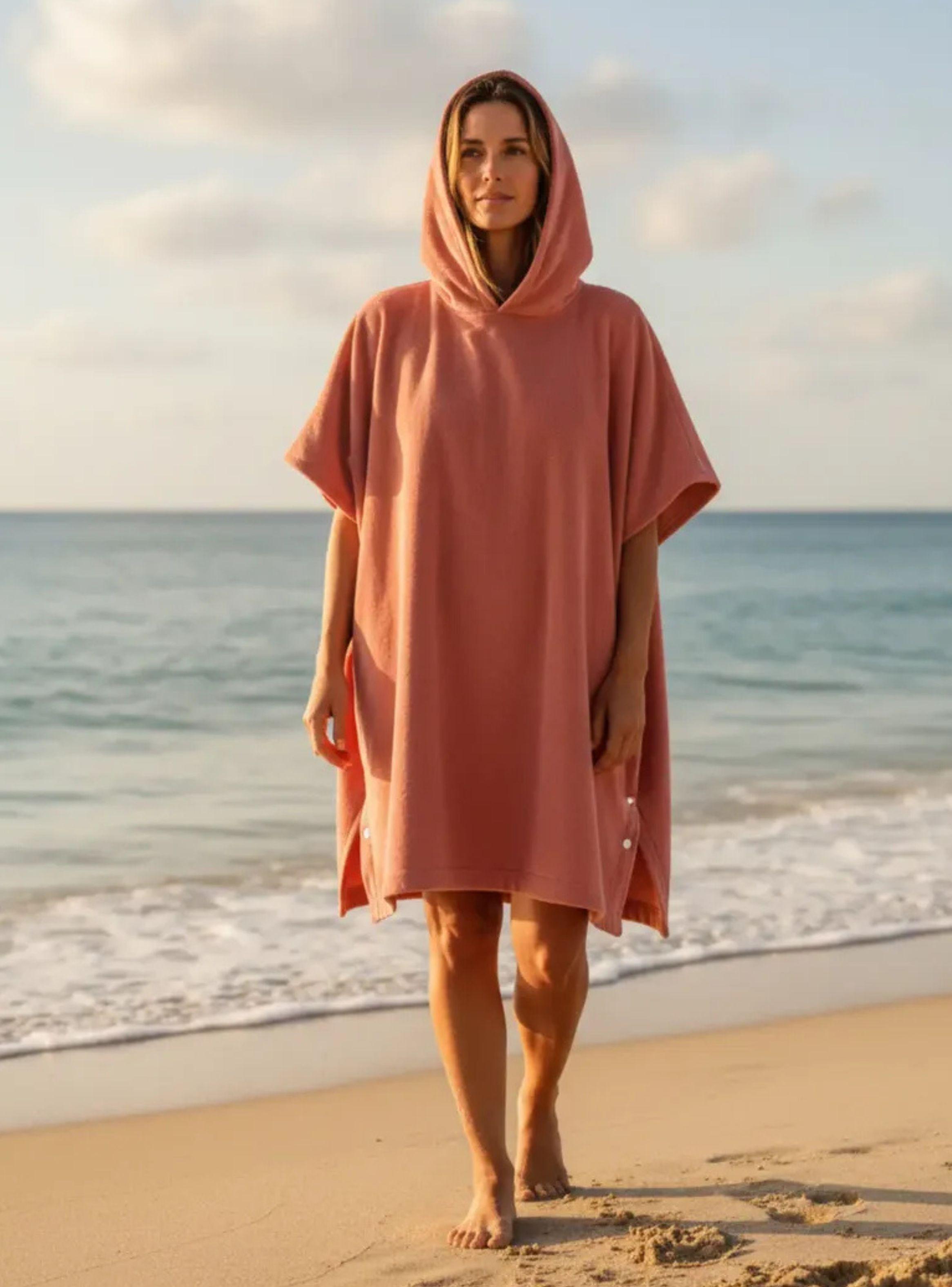 Toalla De Playa Y De Baño Con Capucha, Secado Rápido Rosado 380-4
