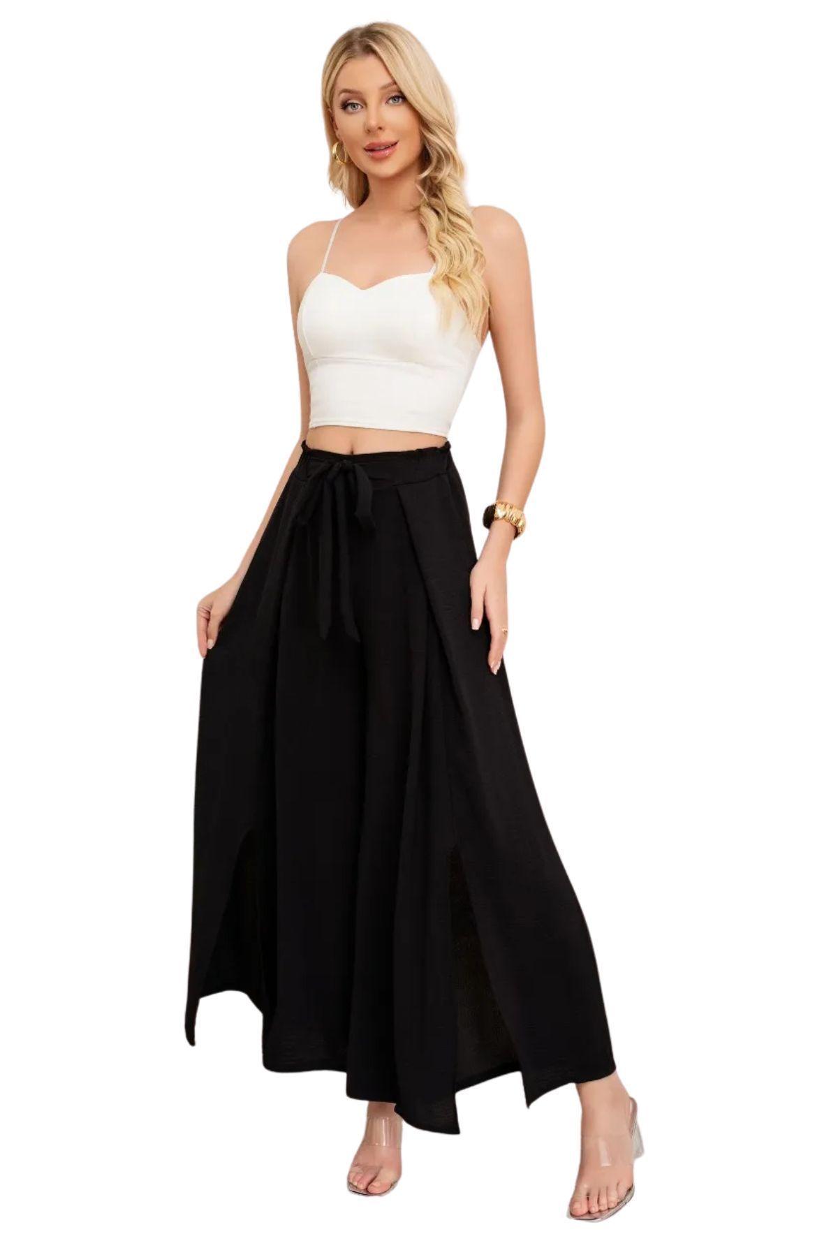 Pantalón Palazzo Mujer Tipo Falda. Tela Lino Liviana 3005-1