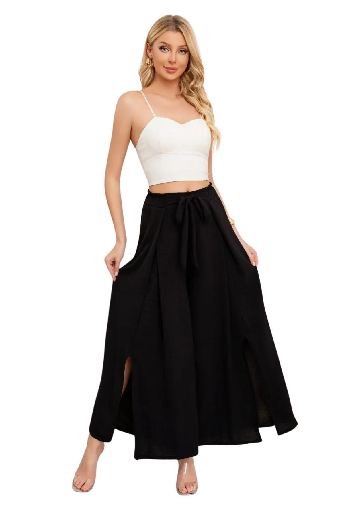 Pantalón Palazzo Mujer Tipo Falda. Tela Lino Liviana 3005-2