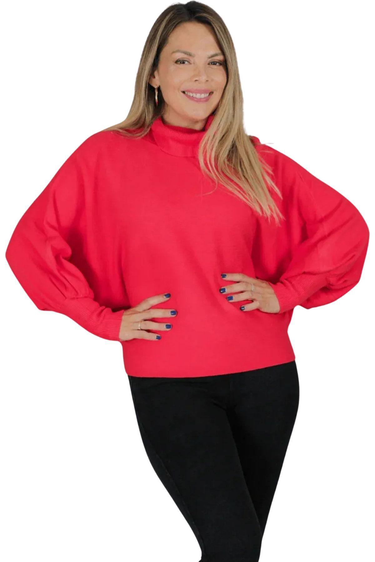 Tejido Tipo Spandex. Manga Larga. Sweater Cuello Subido 5062-0