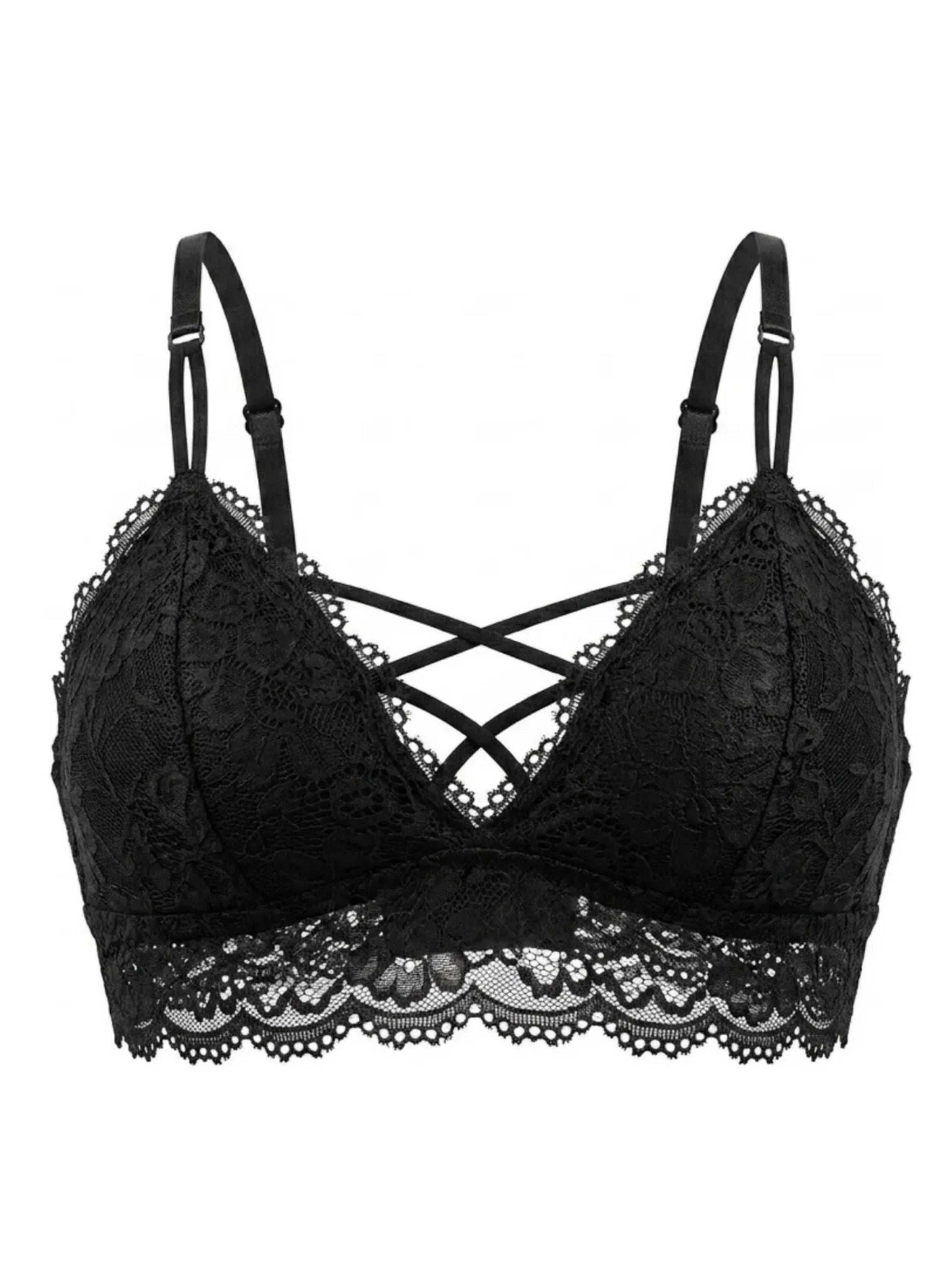 Pack 3 Bralette Mujer Encaje Sostén Top Cruzado Con Broche 600-4