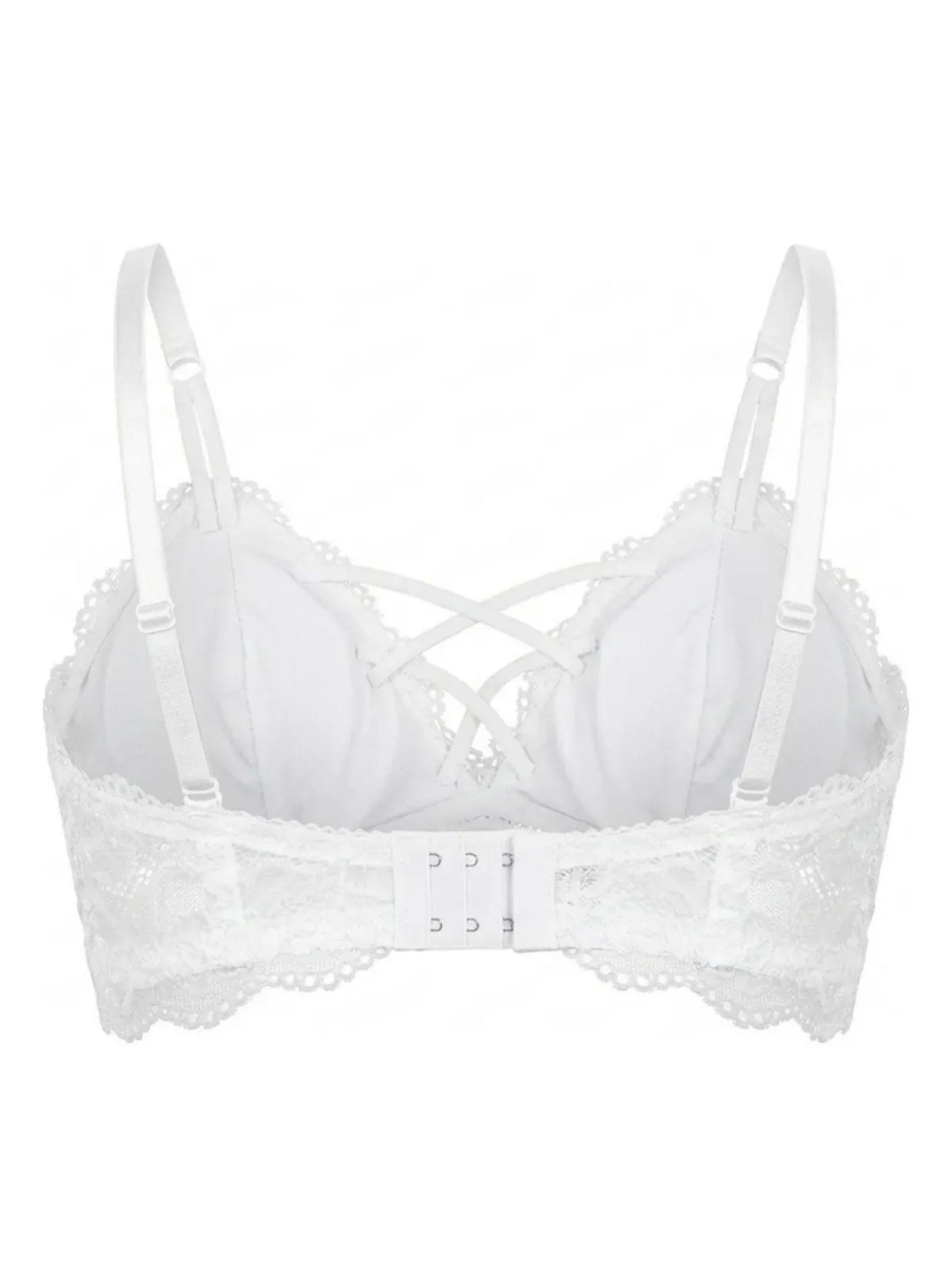Pack 3 Bralette Mujer Encaje Sostén Top Cruzado Con Broche 600-5