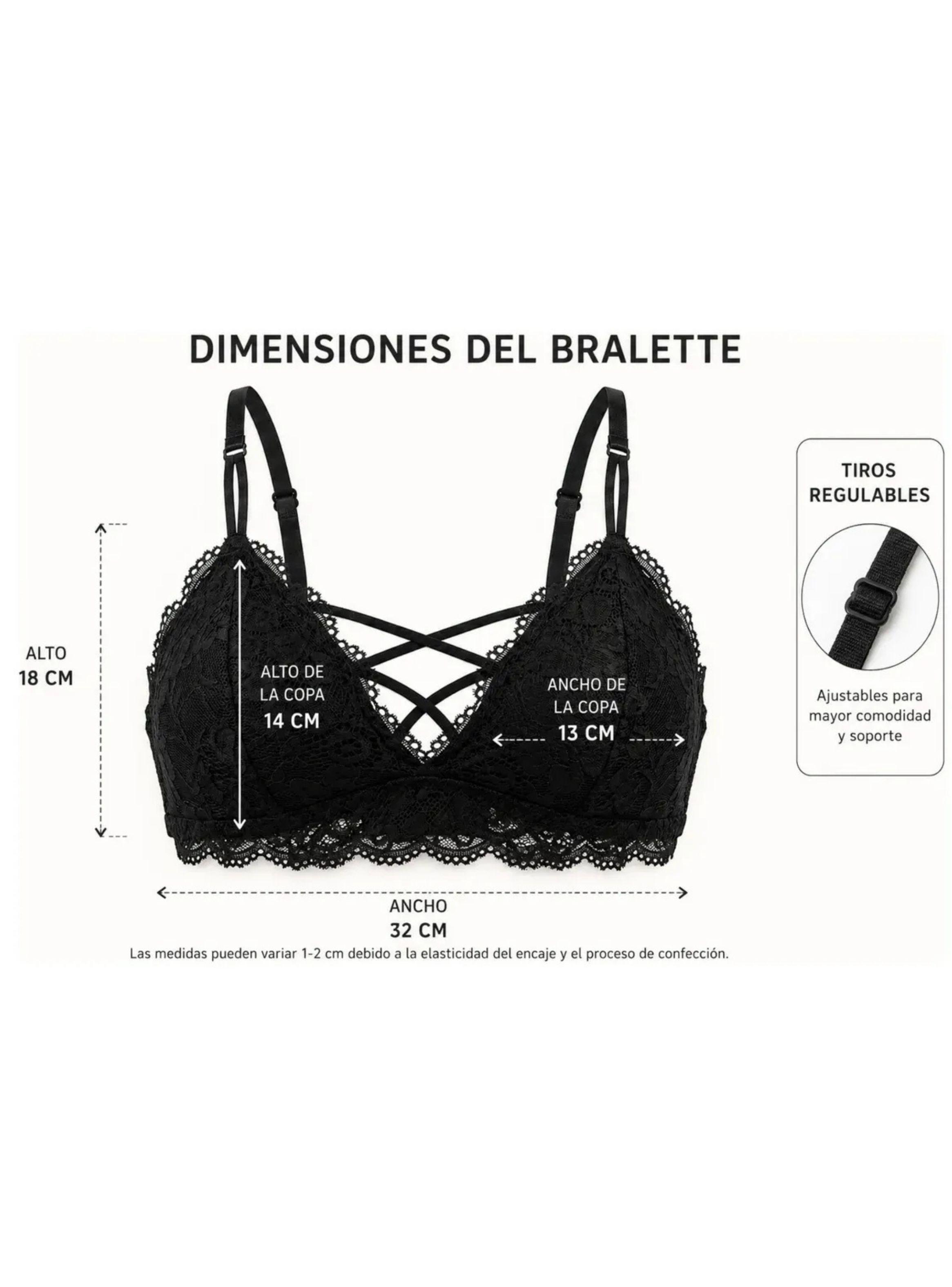 Pack 3 Bralette Mujer Encaje Sostén Top Cruzado Con Broche 600-6