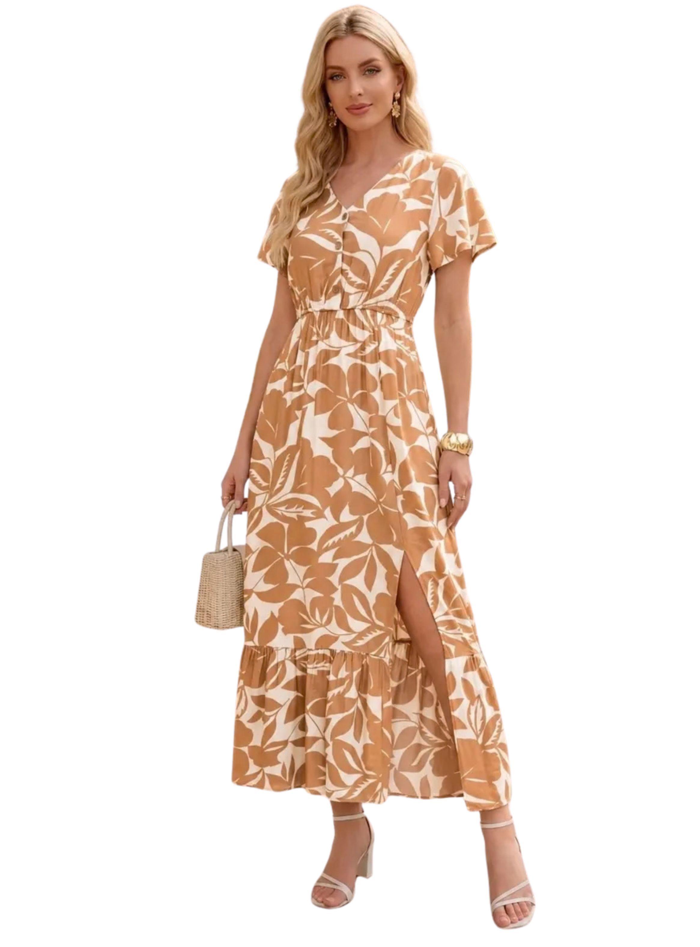 Vestido Largo Primavera Mujer. Algodón Flores Grandes 3368 -0