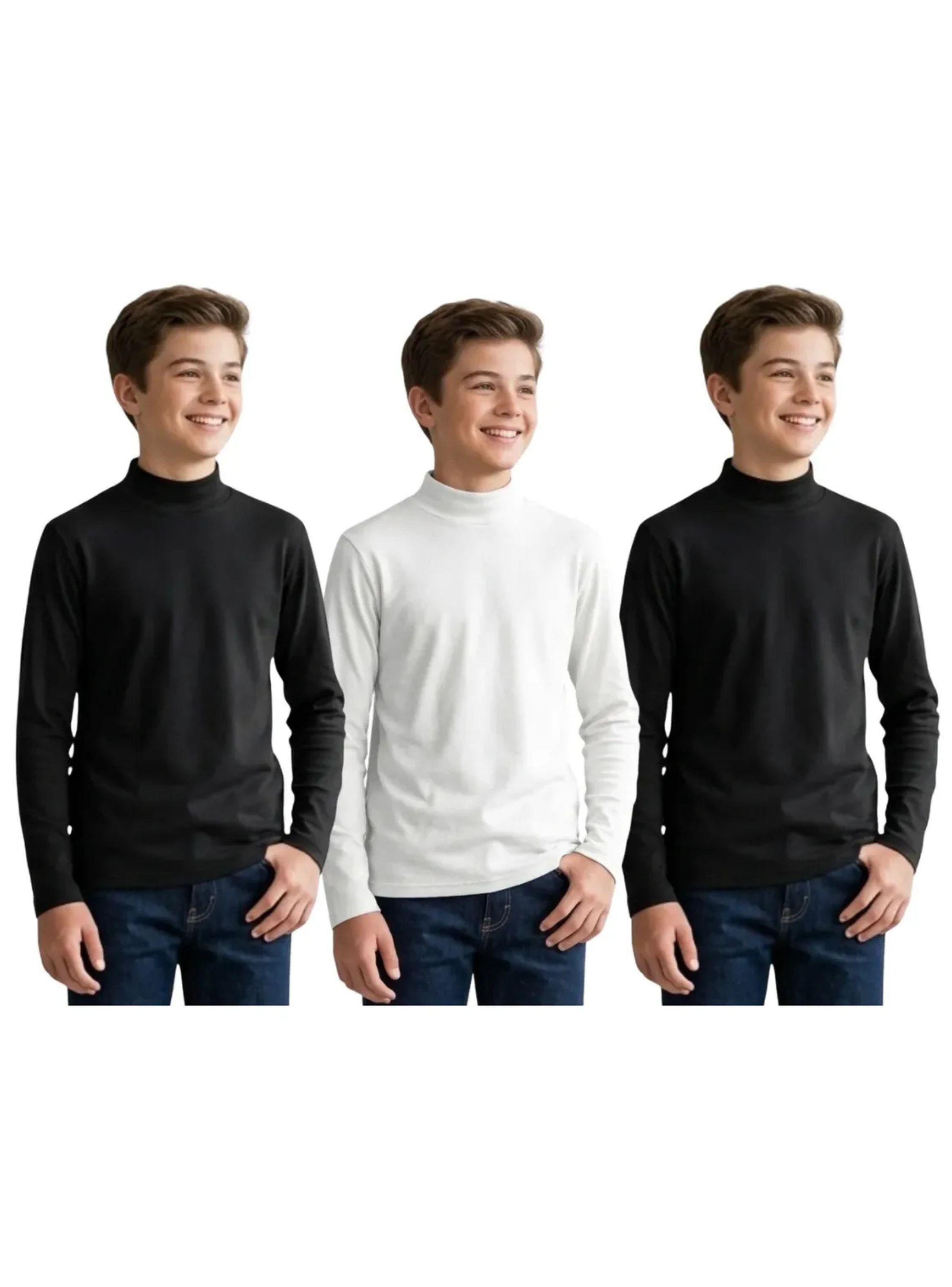 Pack 3 Camiseta Beatle Hombre Juvenil Algodón Manga Larga 9670-0