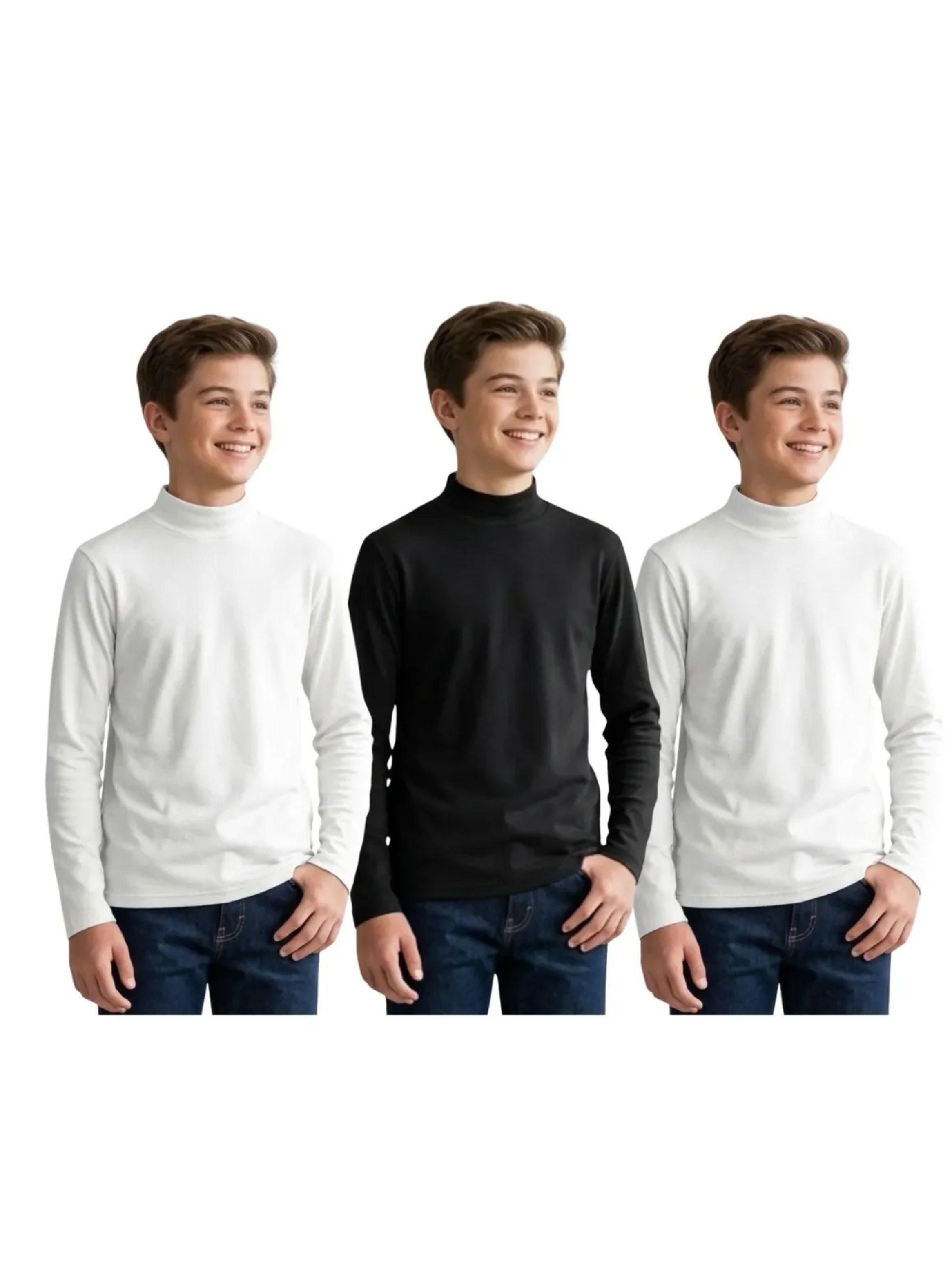 Pack 3 Camiseta Beatle Hombre Juvenil Algodón Manga Larga 9670-1