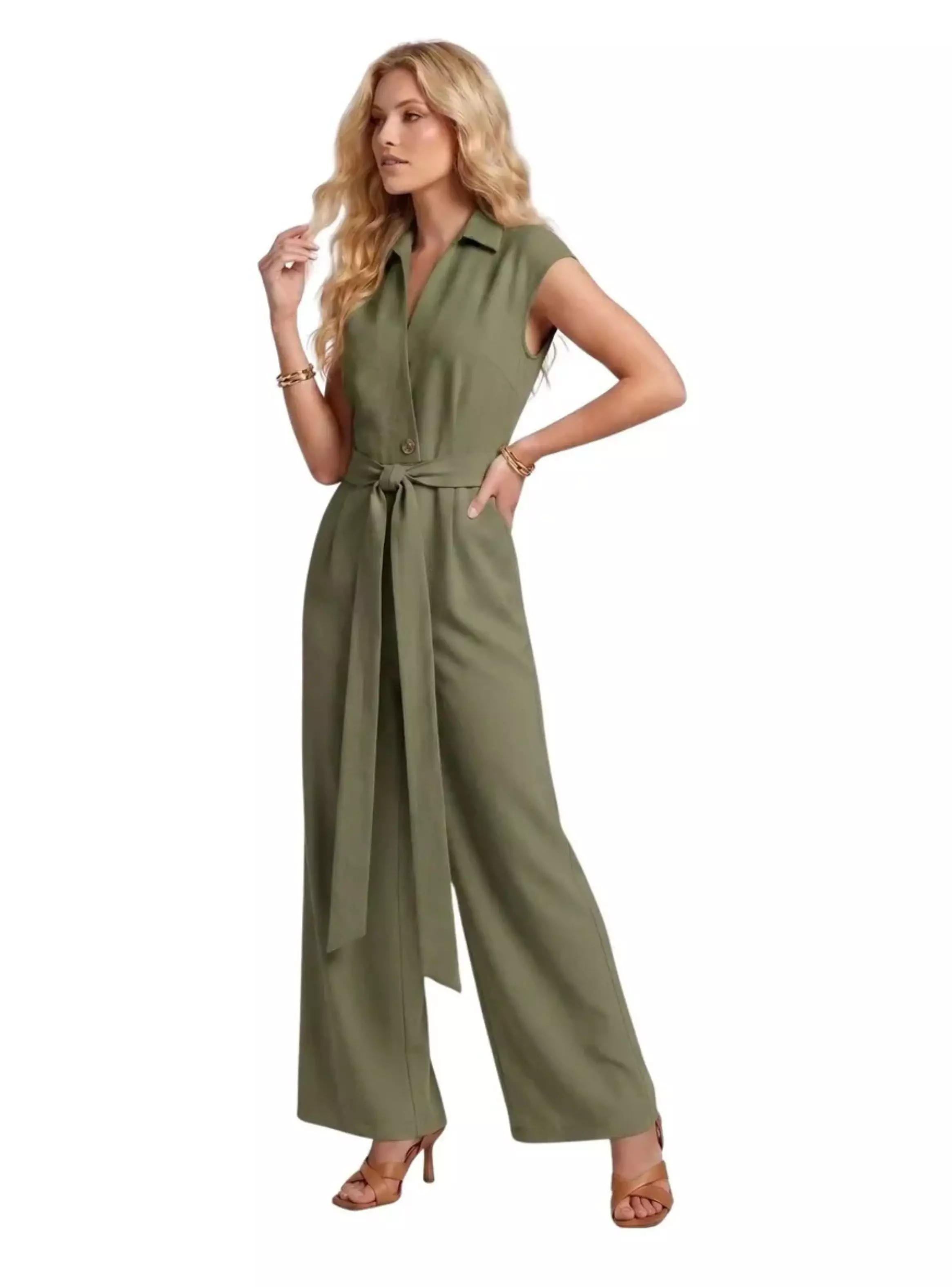 Enterito Jumpsuit Palazzo Largo Elegante Casual Fiesta Mujer 3386-2
