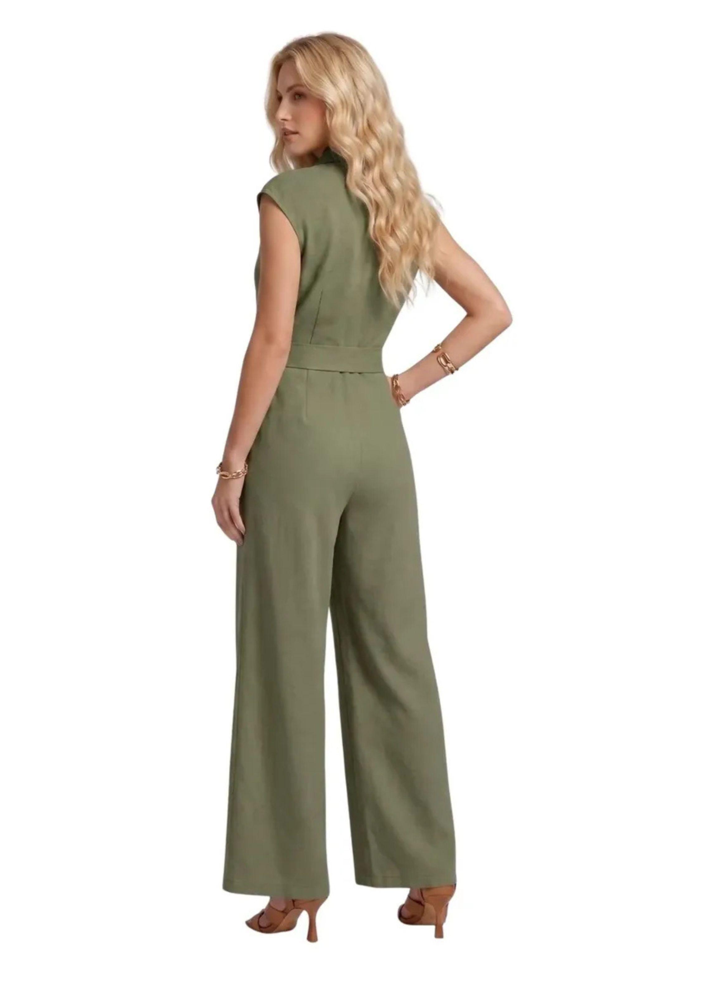 Enterito Jumpsuit Palazzo Largo Elegante Casual Fiesta Mujer 3386-3