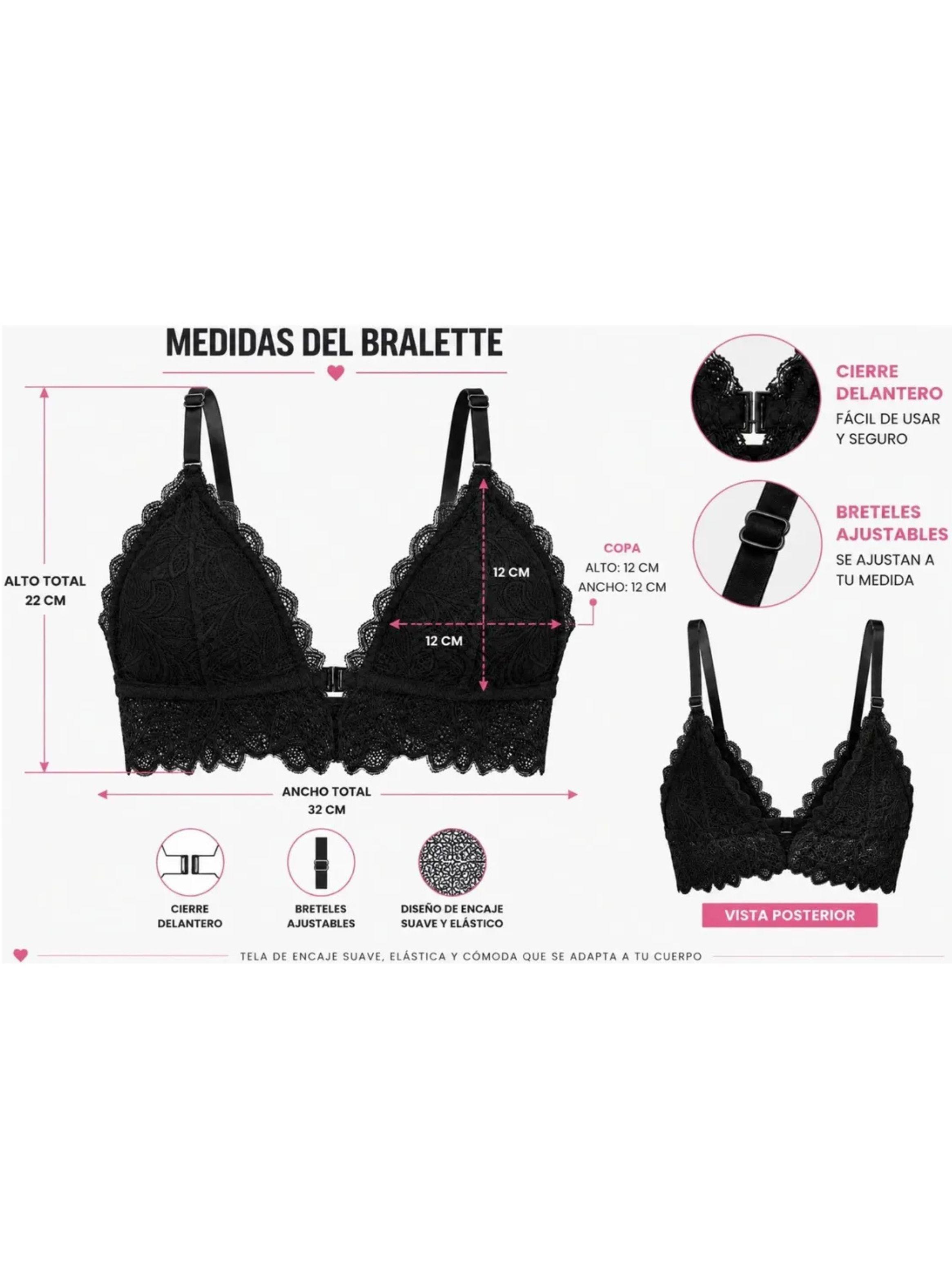 Bralette Top Elasticado Mujer Sostén Peto Sujetador Encaje 606-7