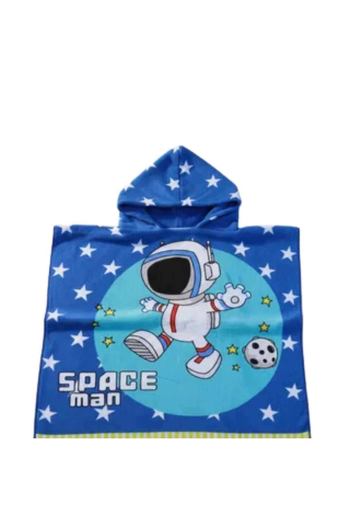 Toalla Playa Piscina Niño, Niña Capucha Diseños Astronauta Azul-3