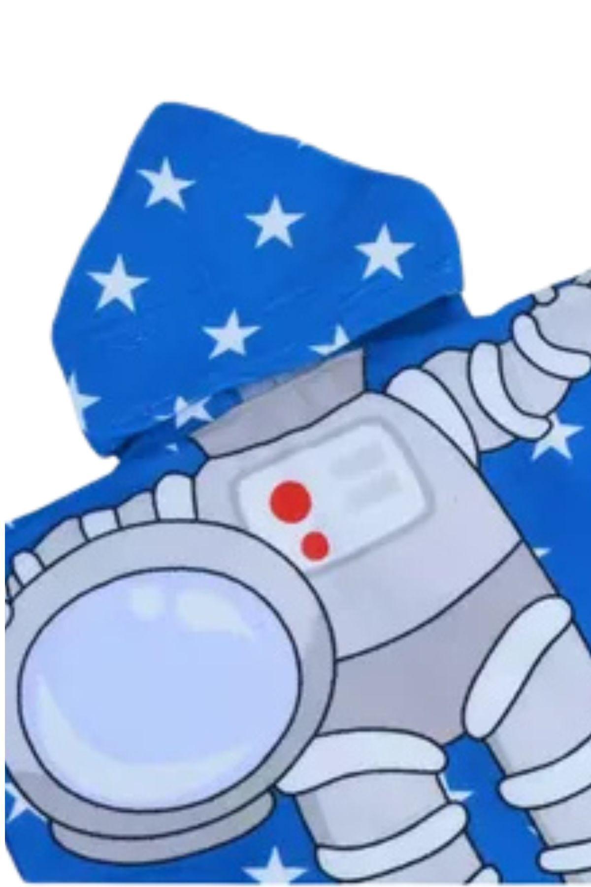 Toalla Playa Piscina Niño, Niña Capucha Diseños Astronauta Azul-4
