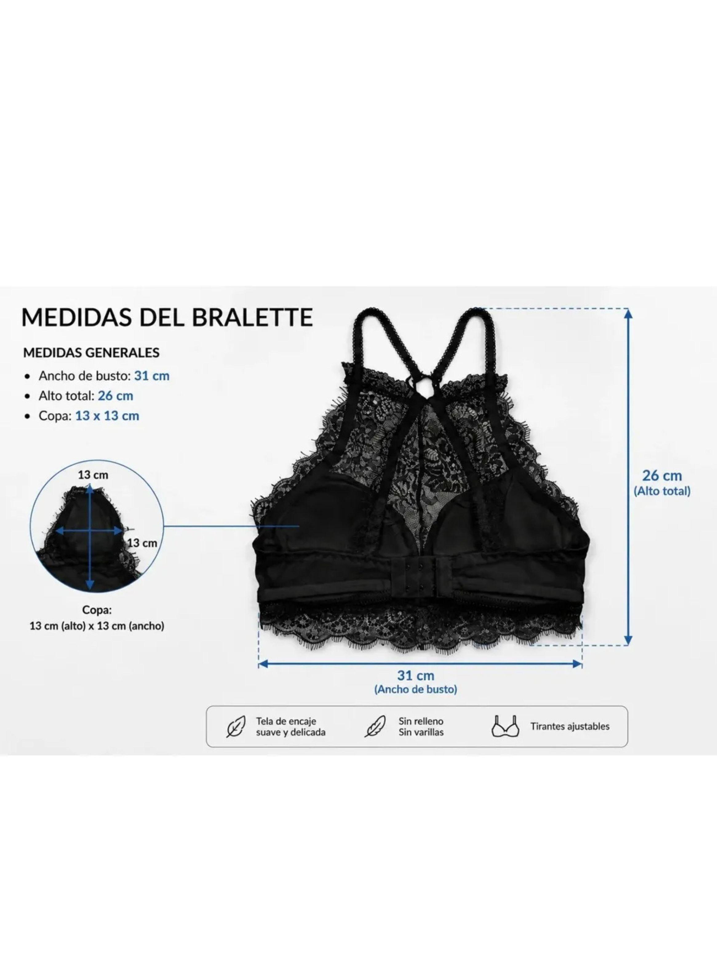 Bralette Top Elasticado Mujer Sostén Peto Sujetador Encaje 611-6