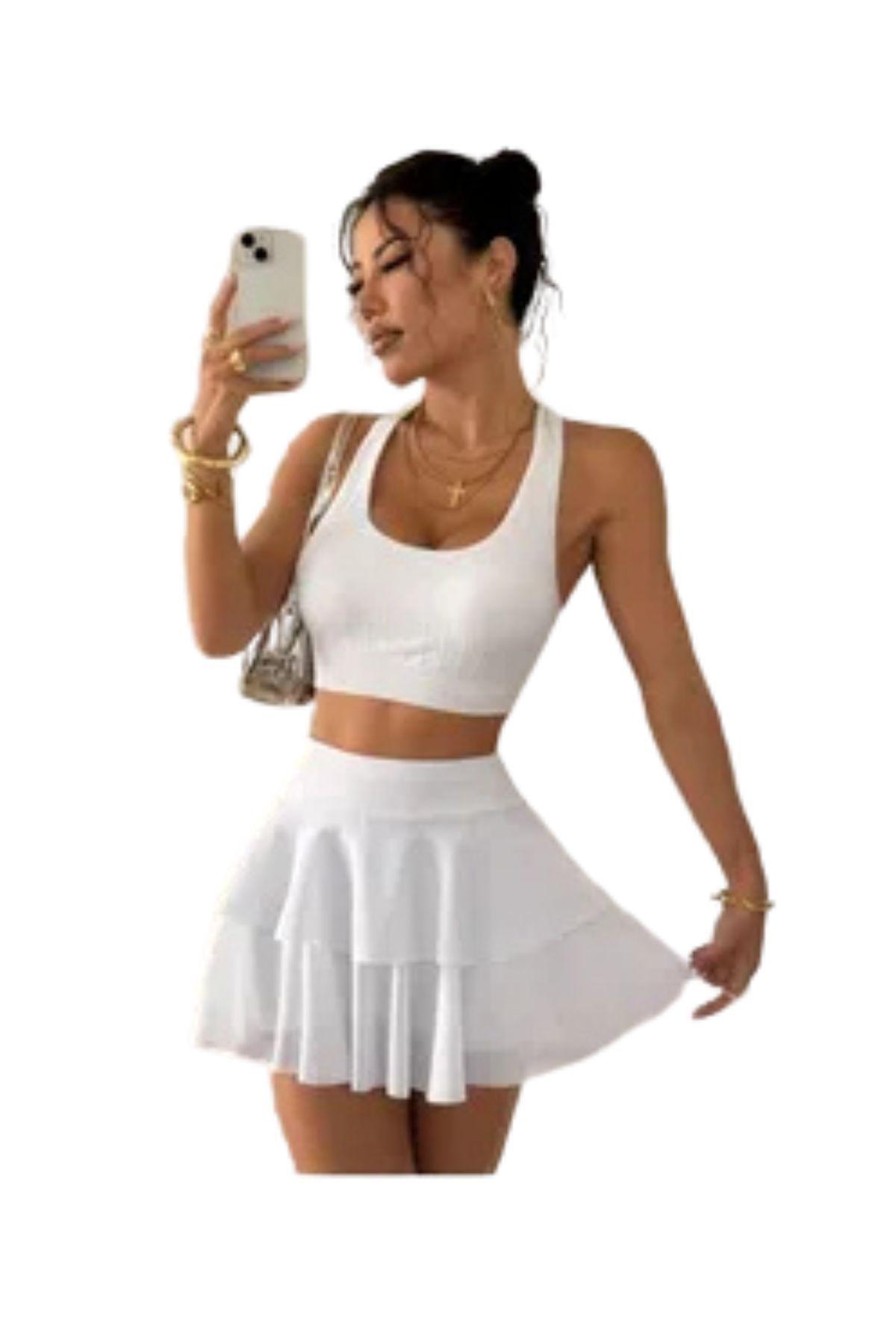 Falda Pantalón Deportiva Fitness Con Short Corto Mujer Tenis 403-1