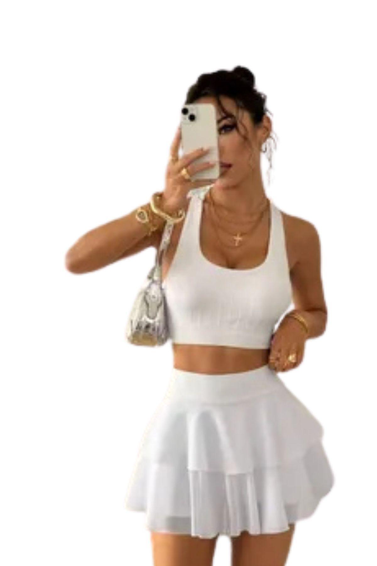 Falda Pantalón Deportiva Fitness Con Short Corto Mujer Tenis 403-2