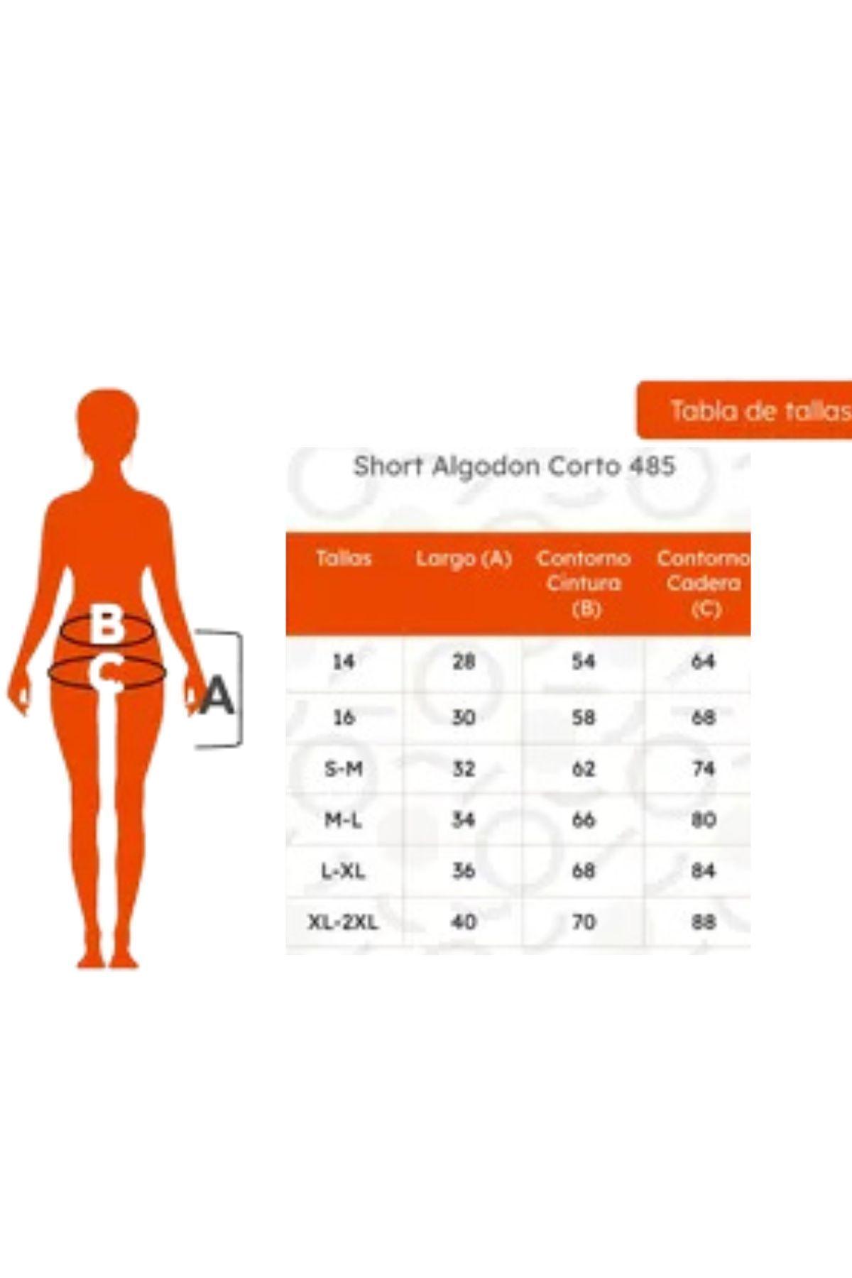 Short Algodón Corto. Tipo Calza, Mujer. Gym. Colegio 485-3