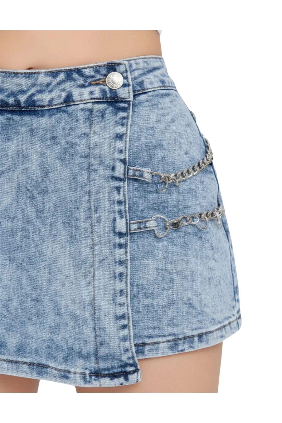 Mini Falda Short Jeans. Mujer Full Elasticada Tendencias 6017-2
